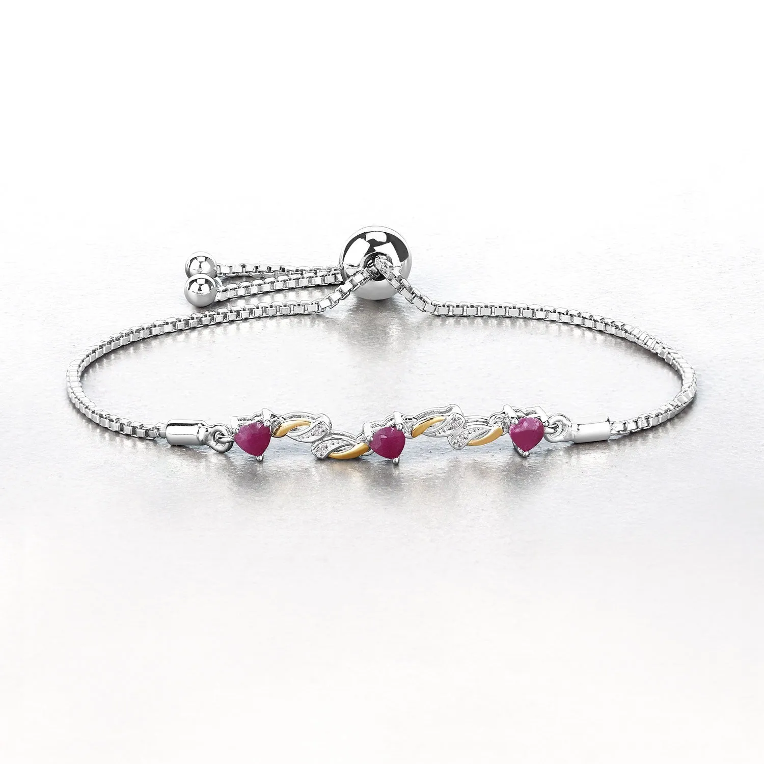 1.09 Ct Heart Pink Ruby Prong Silver Bolo Adjustable Bracelet sold by Zulily product image thumbnail 3