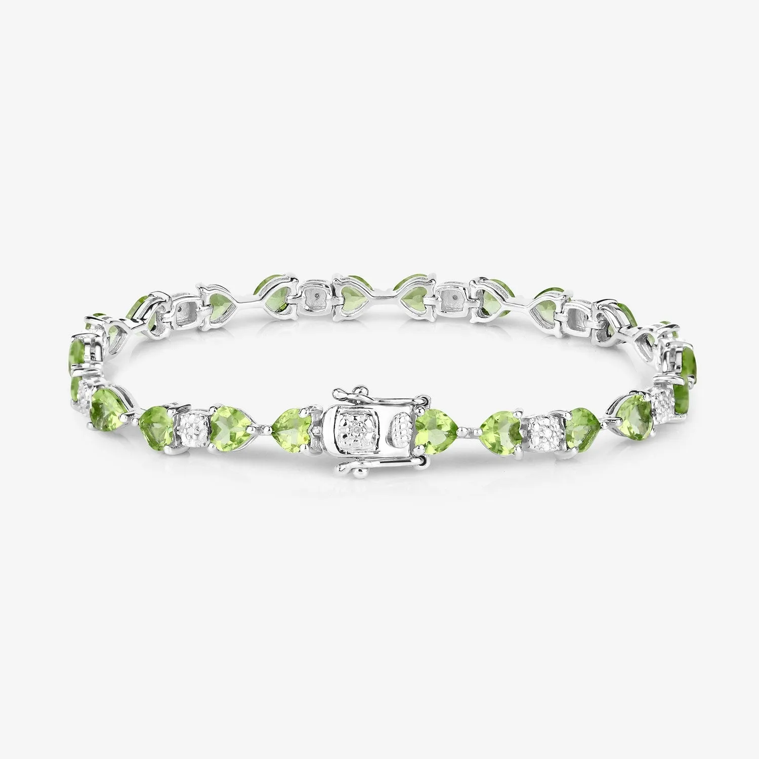 9.68 Ct Heart Green Peridot & Diamond Prong Silver Tennis Bracelet sold by Zulily product image thumbnail 3