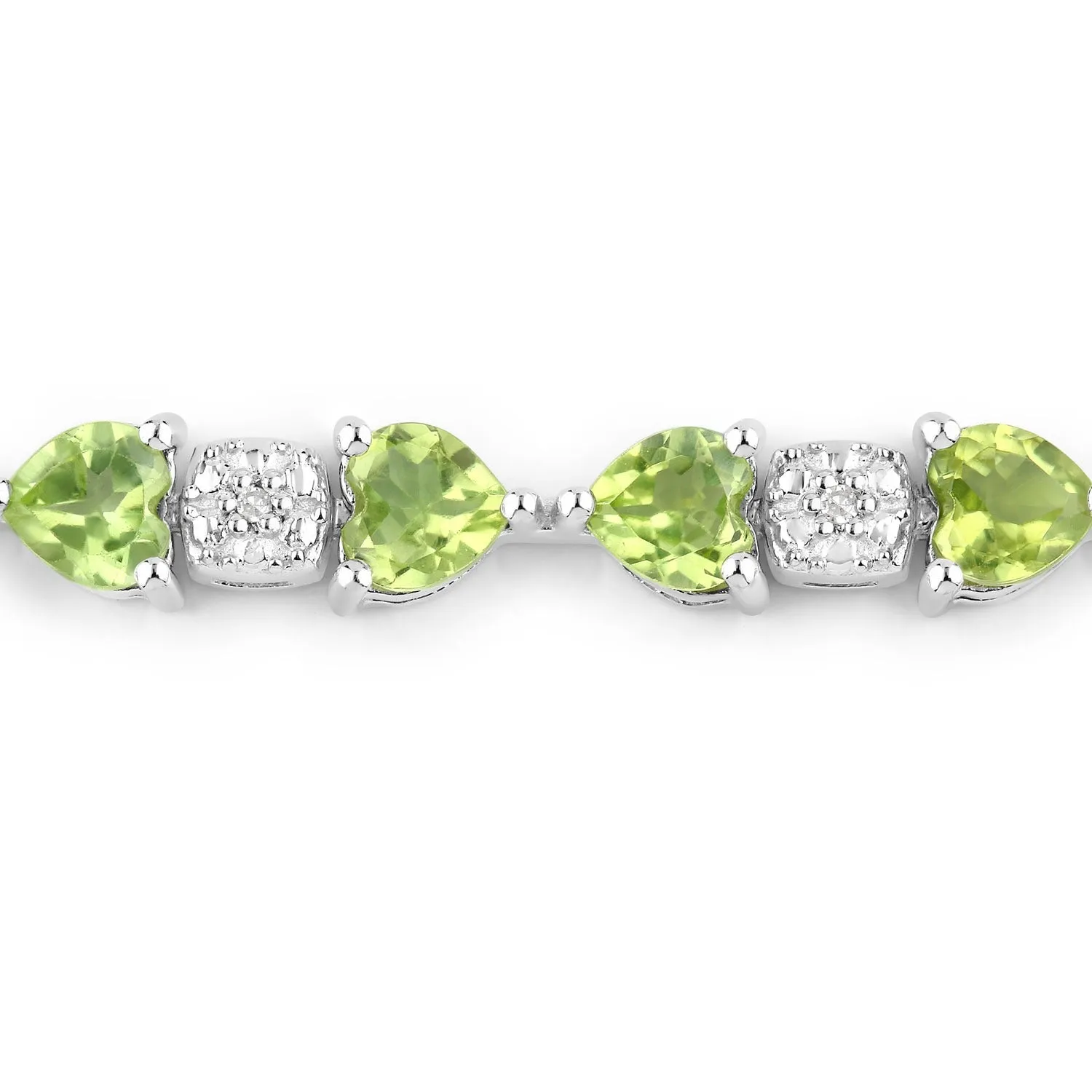 9.68 Ct Heart Green Peridot & Diamond Prong Silver Tennis Bracelet sold by Zulily product image thumbnail 5