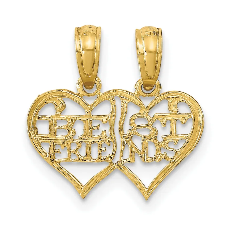 14K Real Gold Break-Apart Best Friends Heart Pendant made by Zulily
