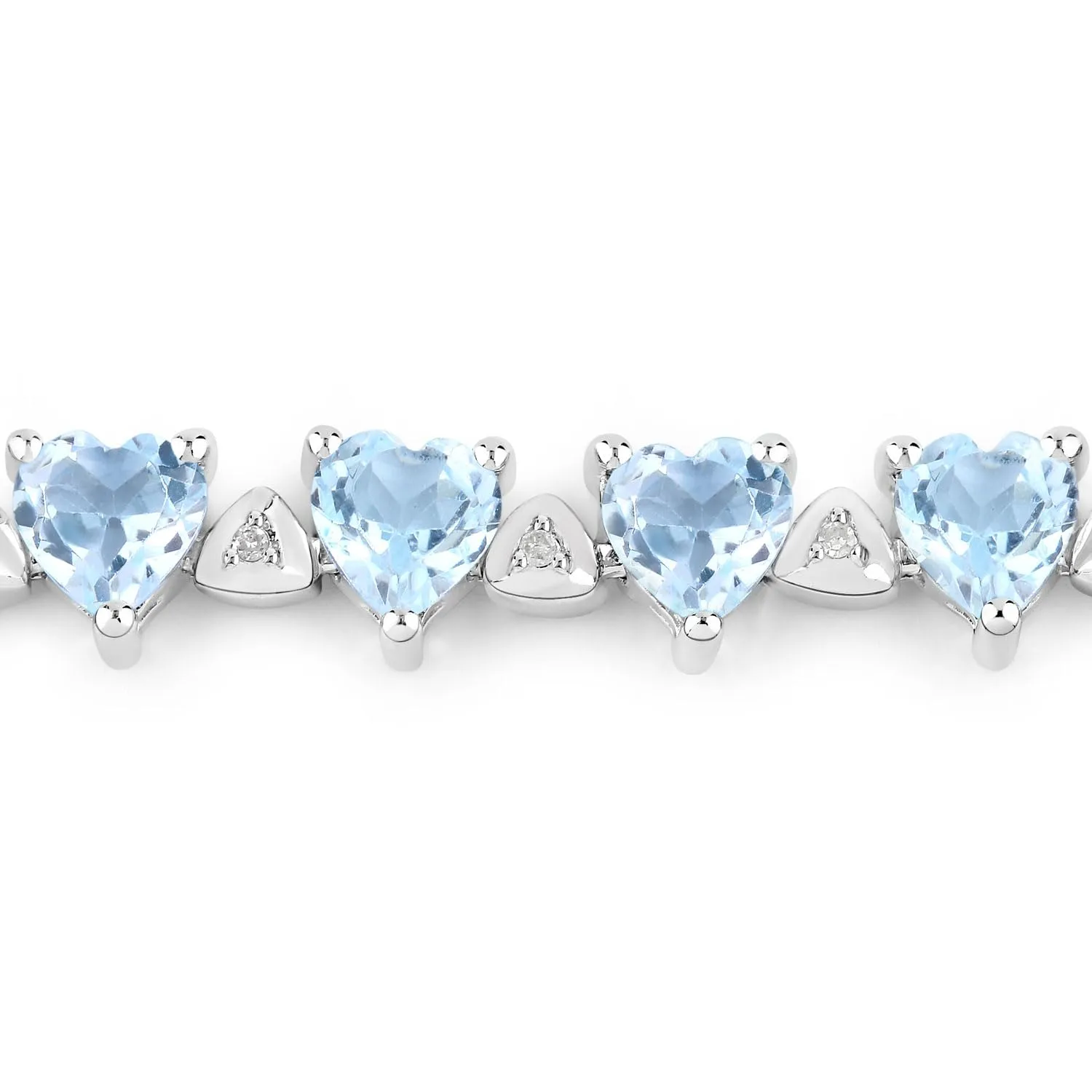 Heart Blue Topaz & Diamond Prong Silver Tennis Bracelet sold by Zulily product image thumbnail 3