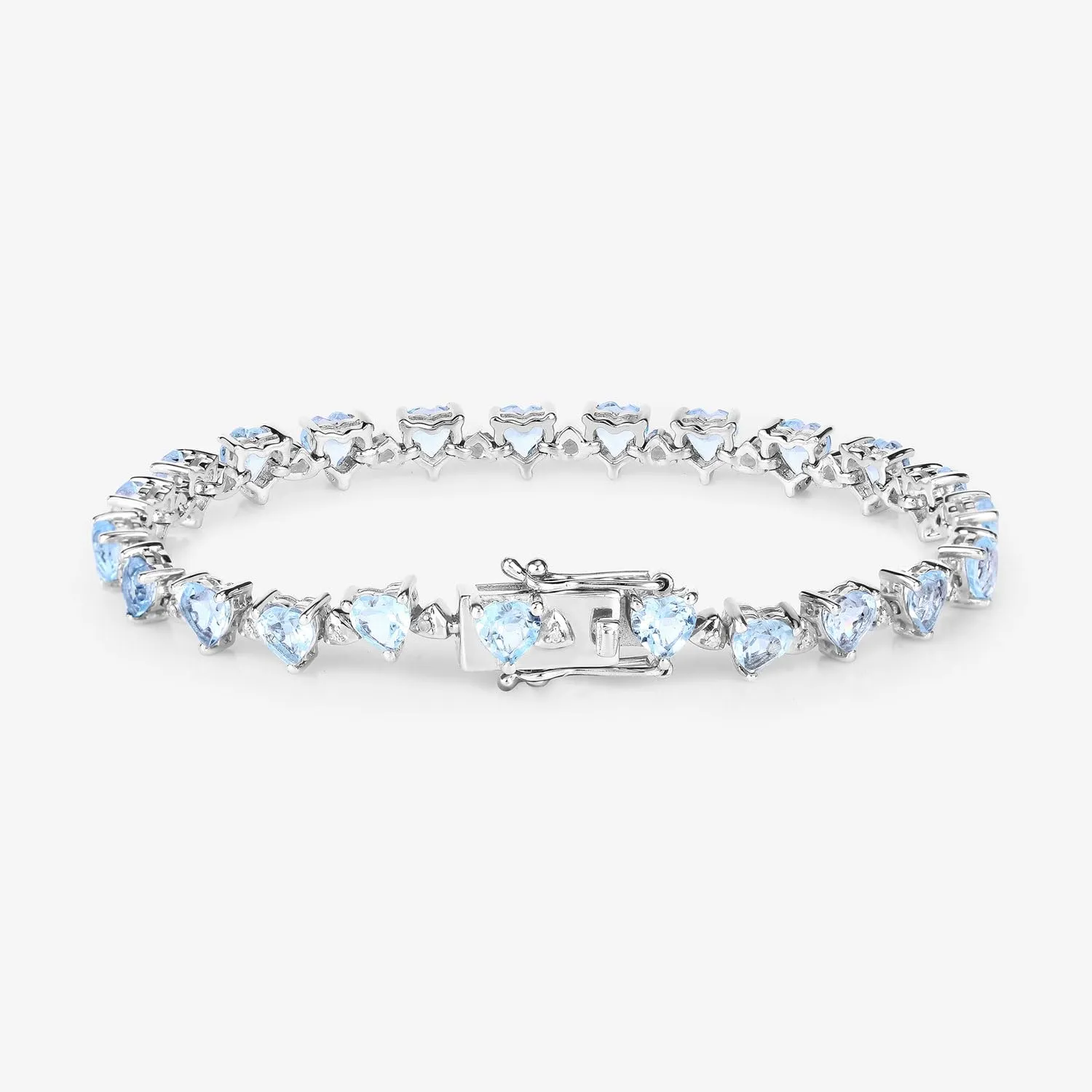 Heart Blue Topaz & Diamond Prong Silver Tennis Bracelet sold by Zulily product image thumbnail 4