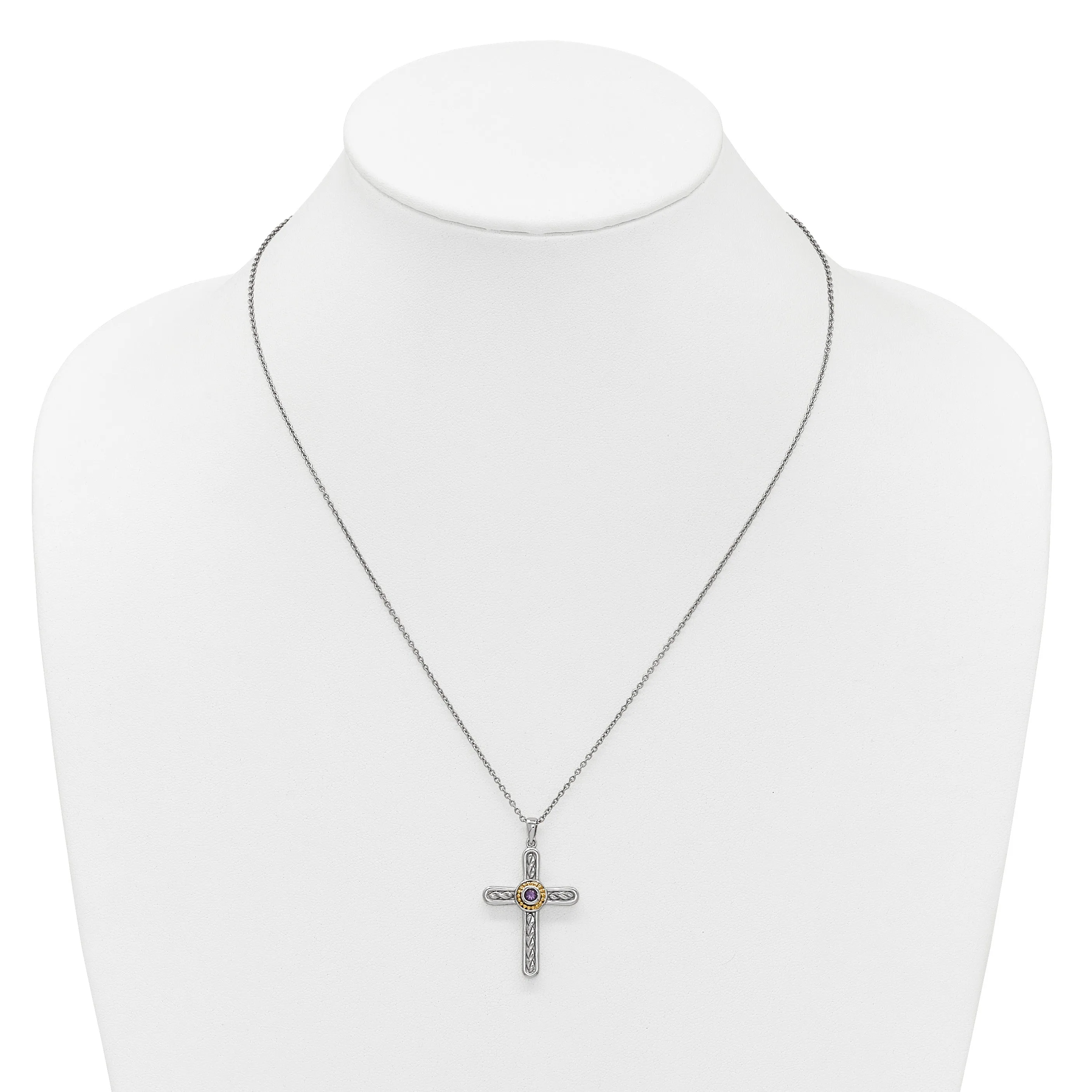 Sterling Silver Natural Amethyst Cross Extension Necklace sold by Zulily product image thumbnail 3