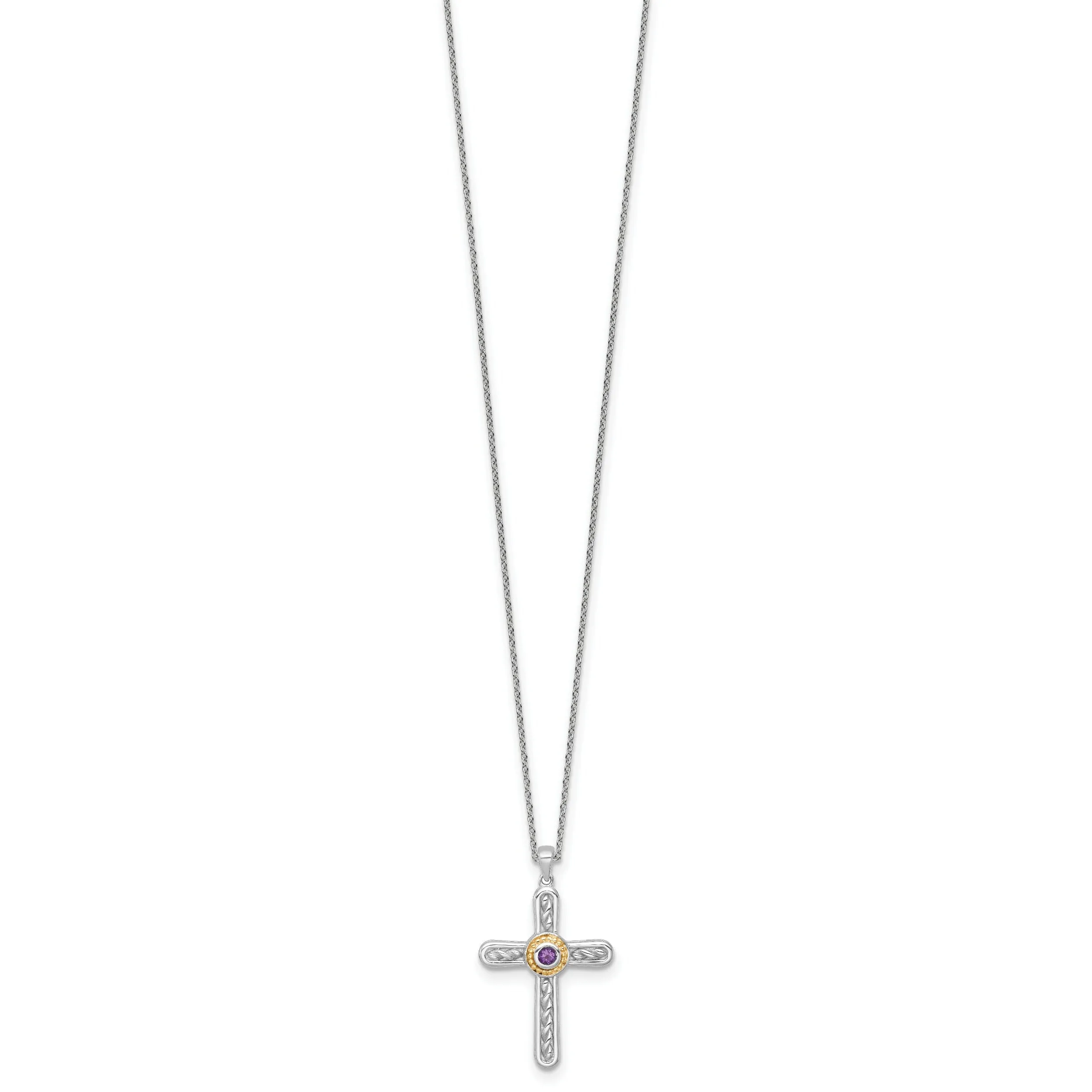 Sterling Silver Natural Amethyst Cross Extension Necklace sold by Zulily product image thumbnail 4