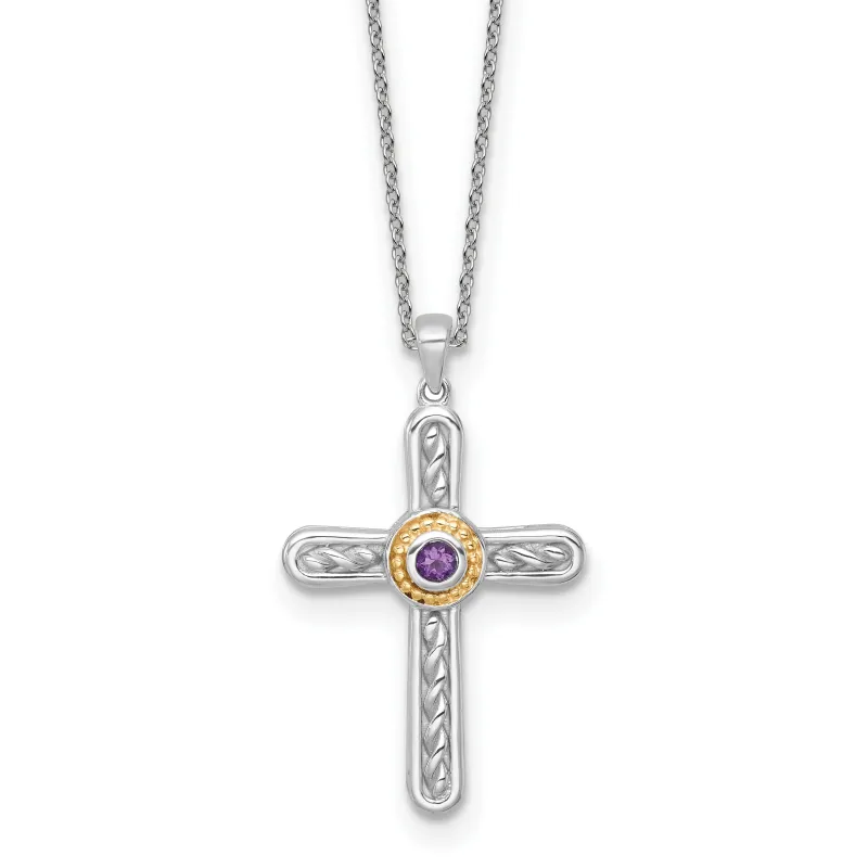 Sterling Silver Natural Amethyst Cross Extension Necklace made by Zulily