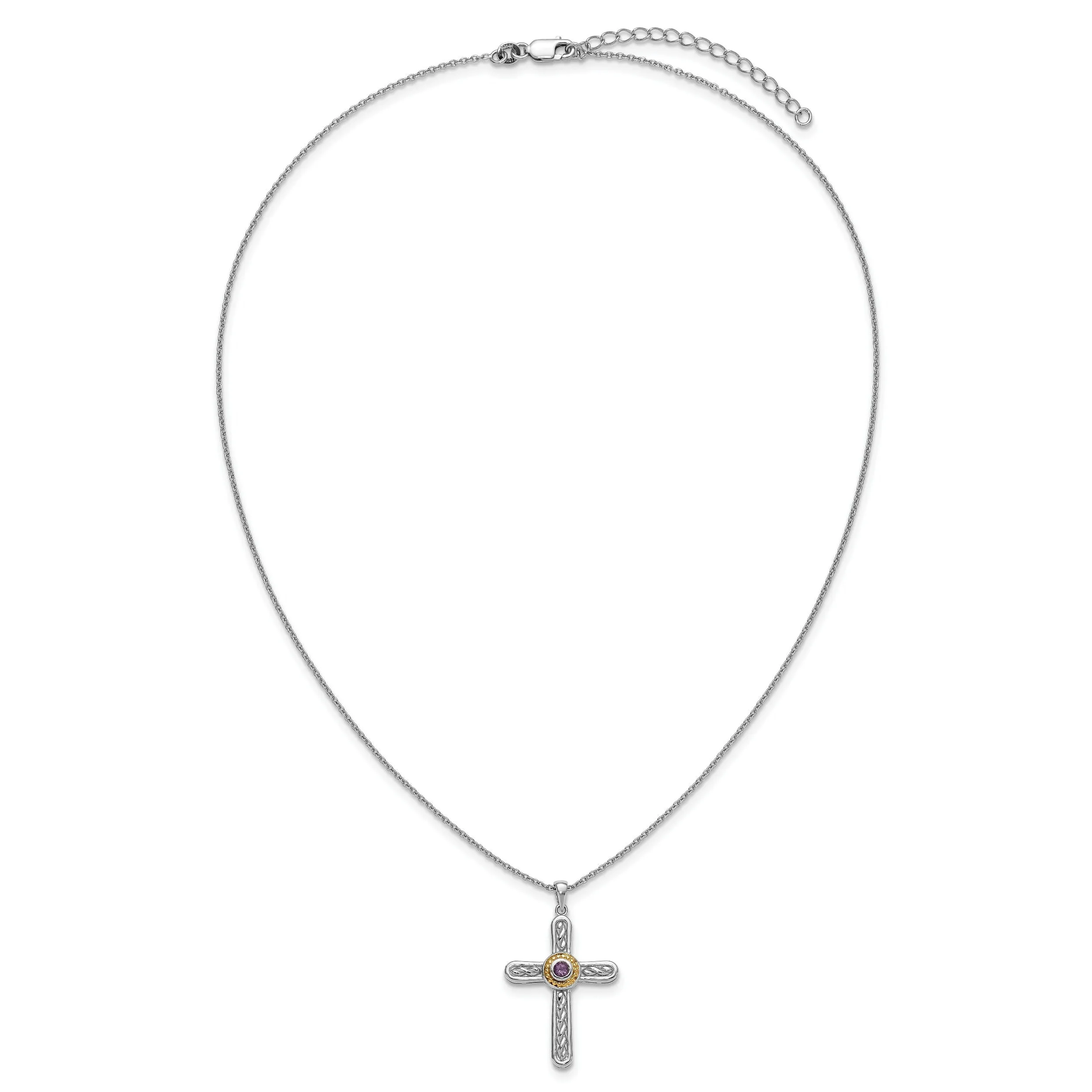 Sterling Silver Natural Amethyst Cross Extension Necklace sold by Zulily product image thumbnail 2
