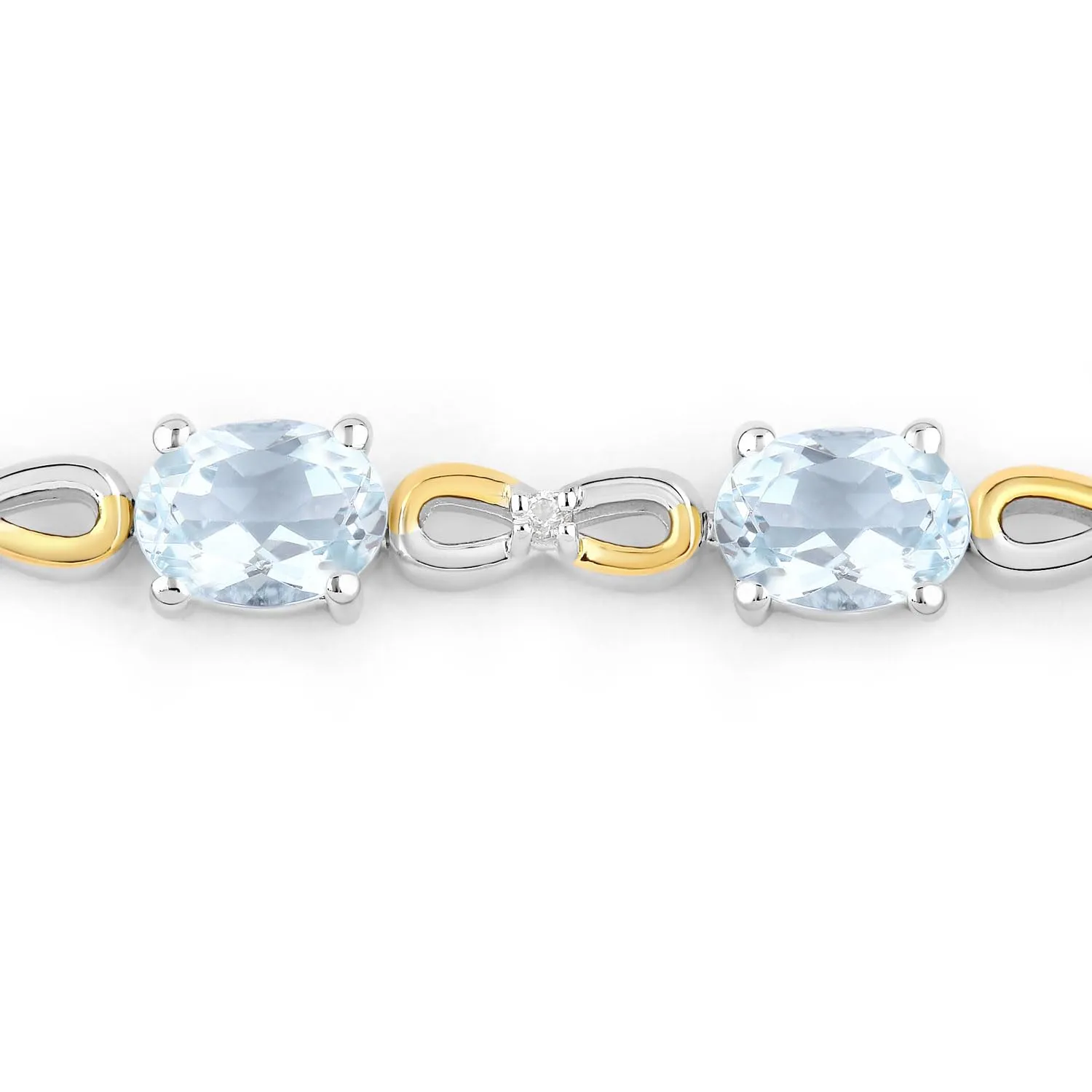 Oval Blue Aquamarine Prong Two-Tone Gold Plated Silver Infinity Bolo Adjustable Bracelet sold by Zulily product image thumbnail 3