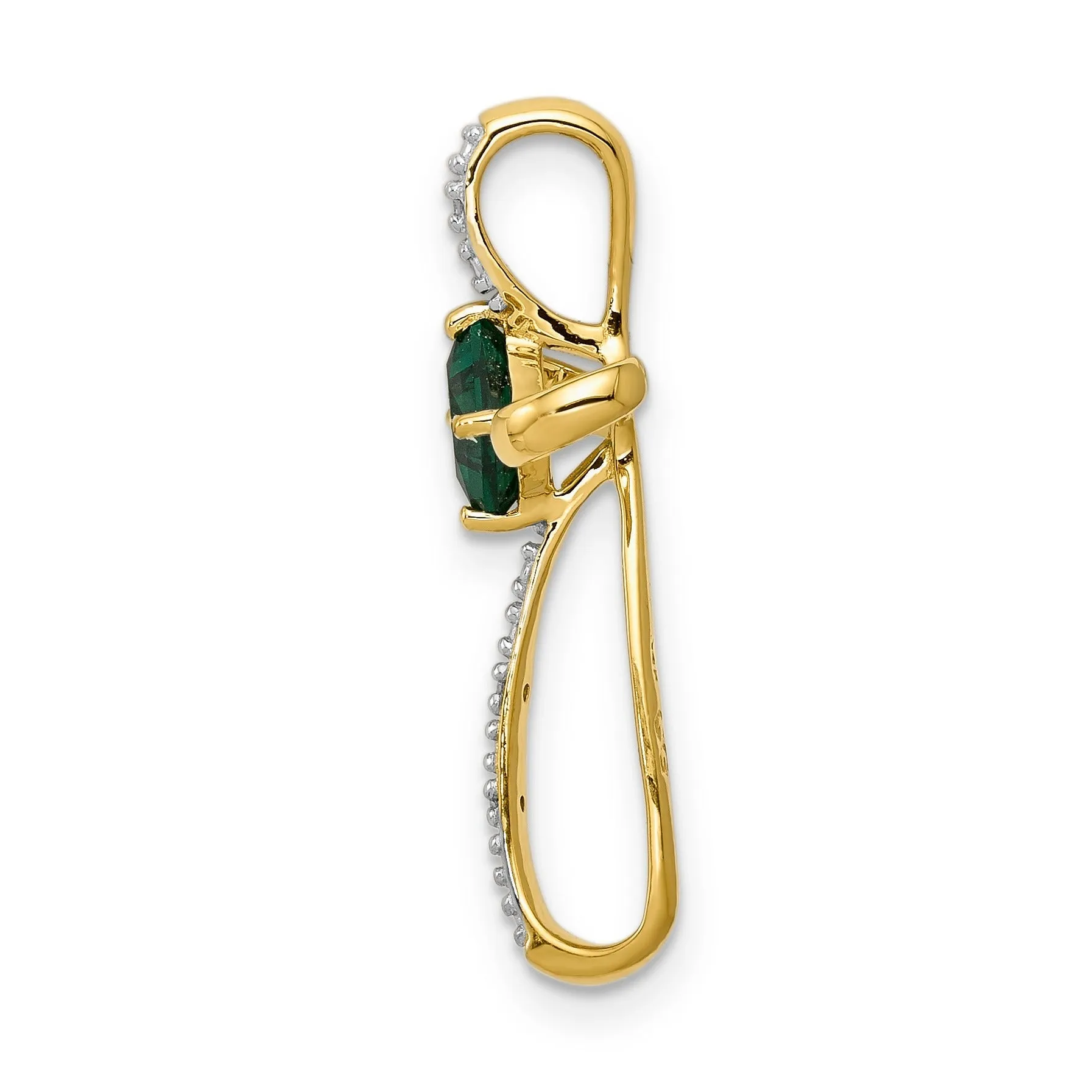 Lab Created Emerald and Diamond Cross Pendant Gold sold by Zulily product image thumbnail 3