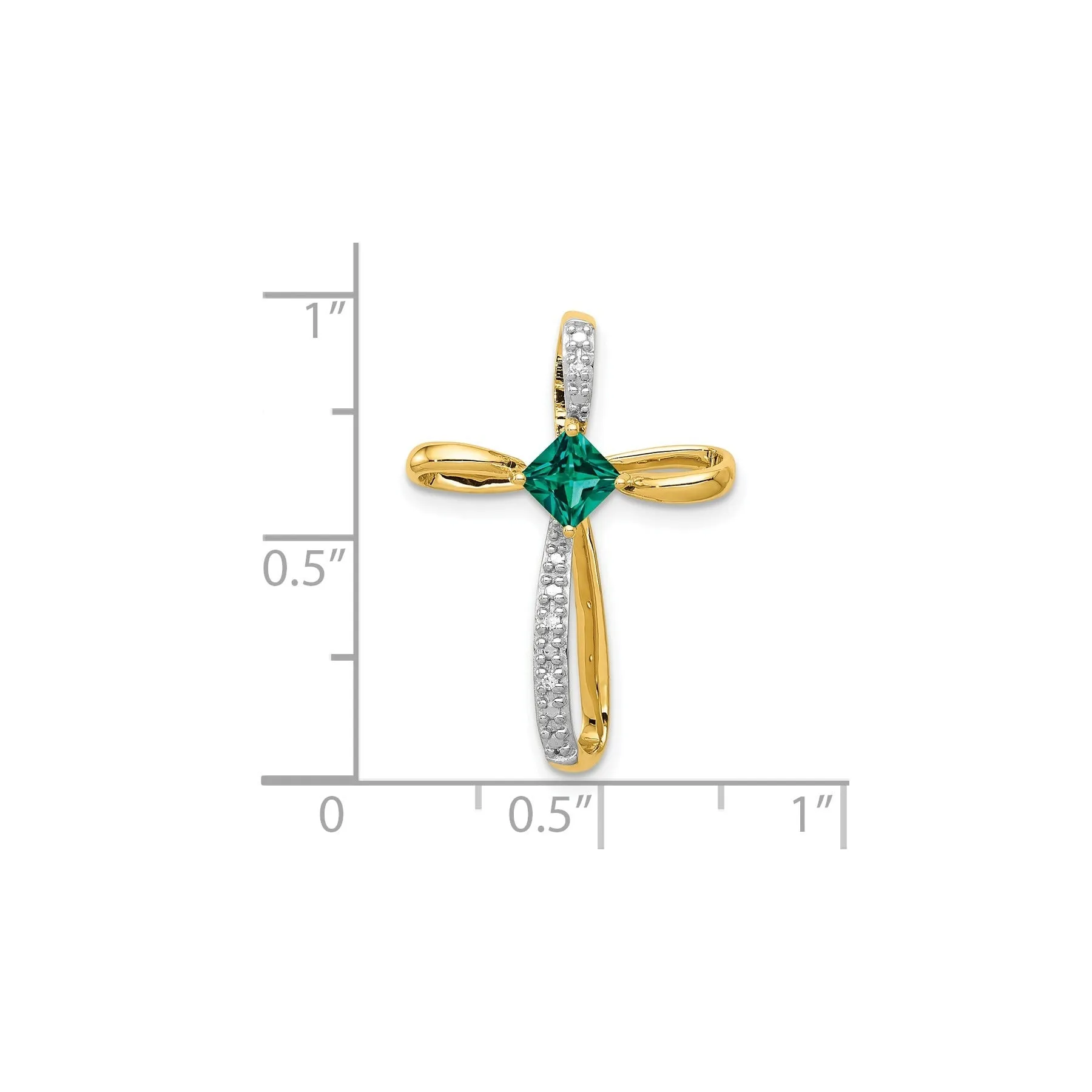 Lab Created Emerald and Diamond Cross Pendant Gold sold by Zulily product image thumbnail 4
