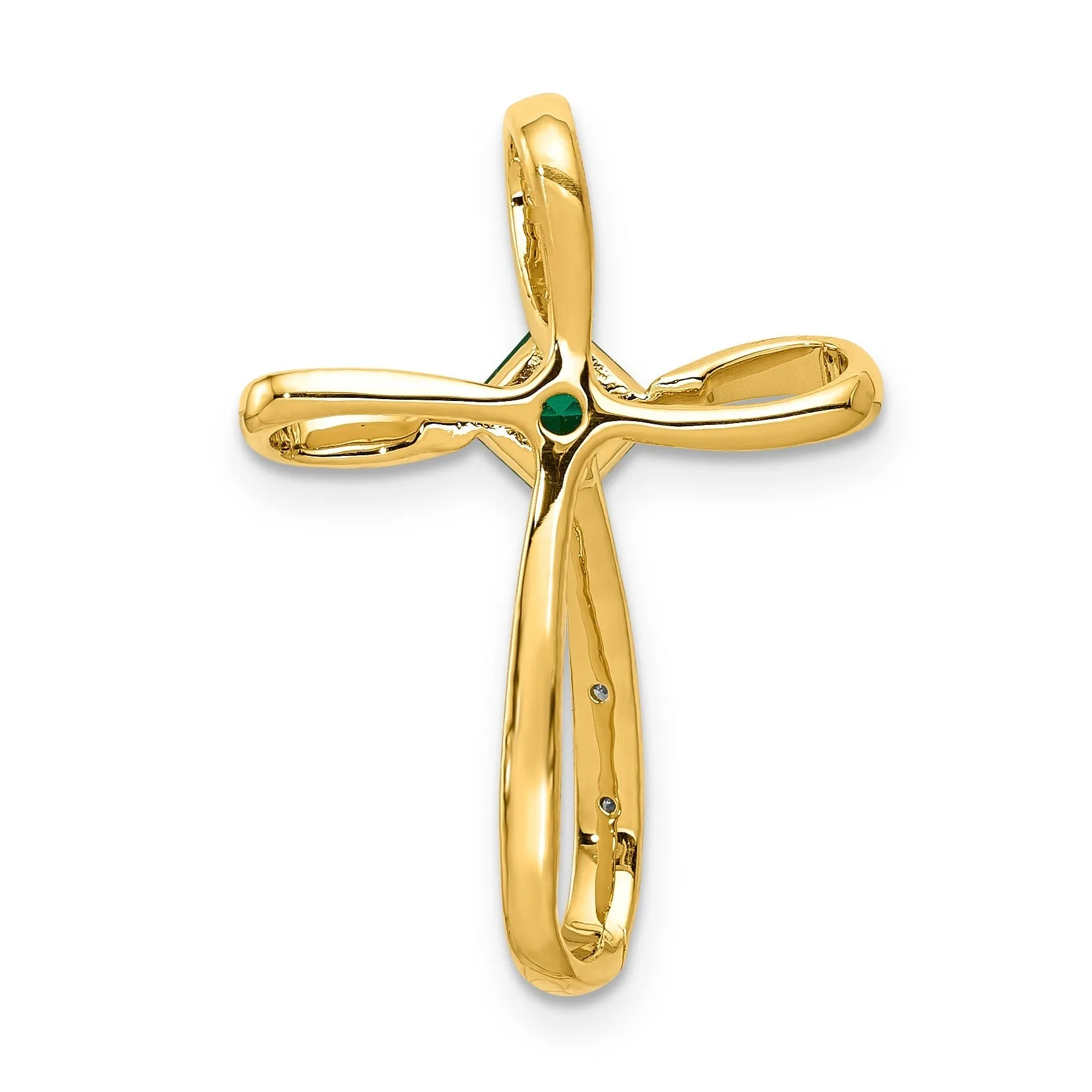 Lab Created Emerald and Diamond Cross Pendant Gold sold by Zulily product image thumbnail 2