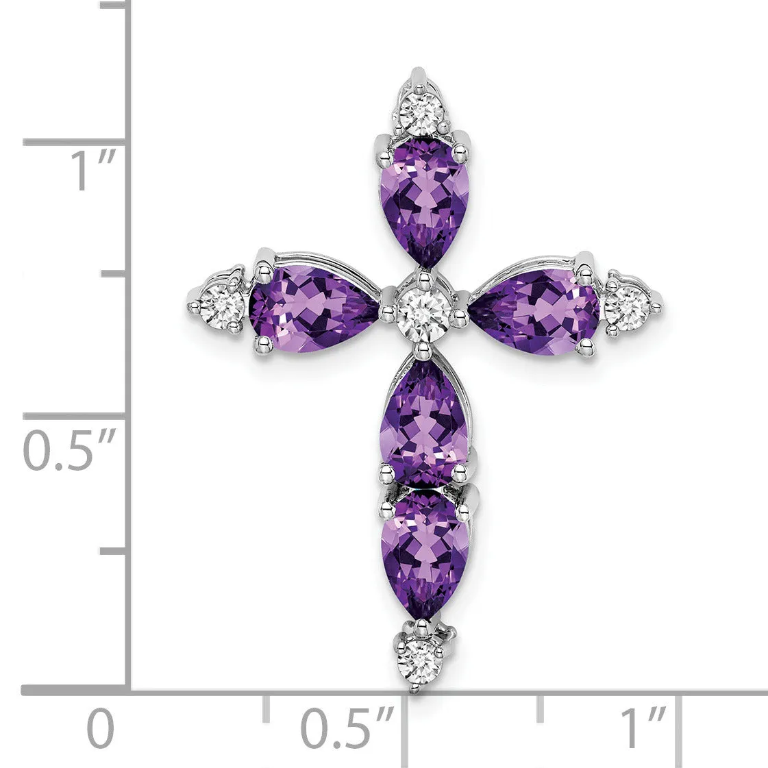 14k White Gold Natural Pear Amethyst Diamond Cross Pendant sold by Zulily product image thumbnail 3