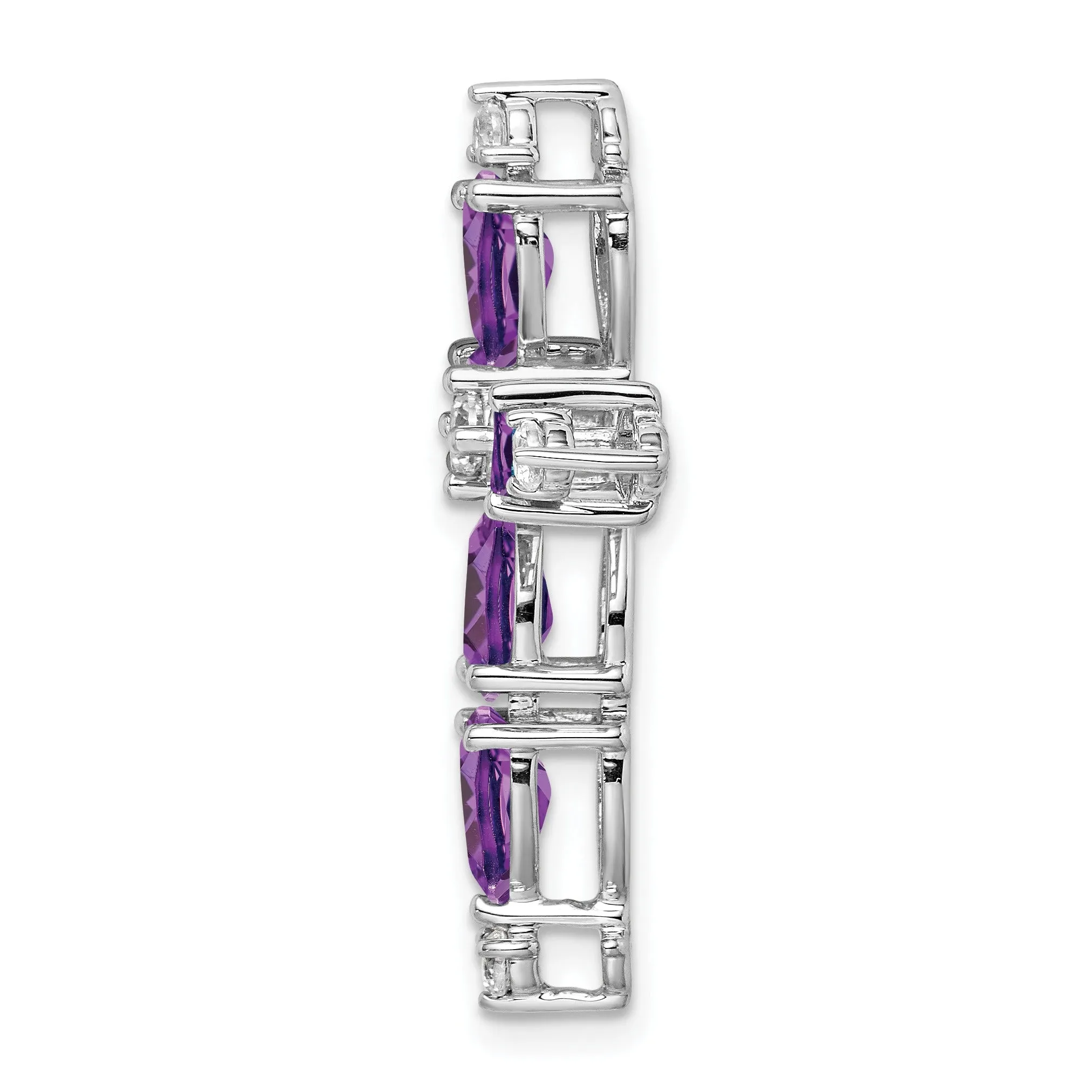 14k White Gold Natural Pear Amethyst Diamond Cross Pendant sold by Zulily product image thumbnail 2