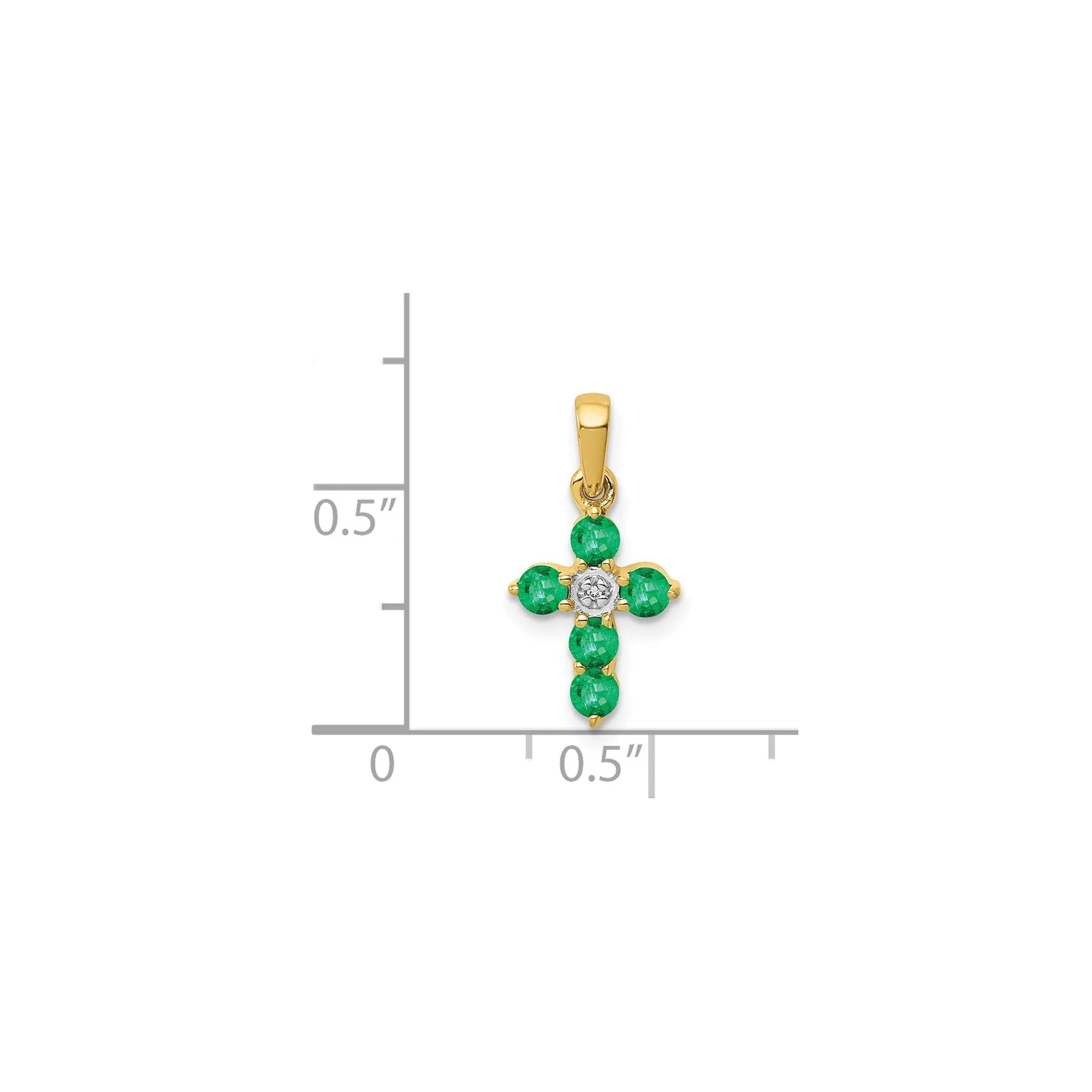 14k Gold Natural Emerald Diamond Cross Pendant sold by Zulily product image thumbnail 4