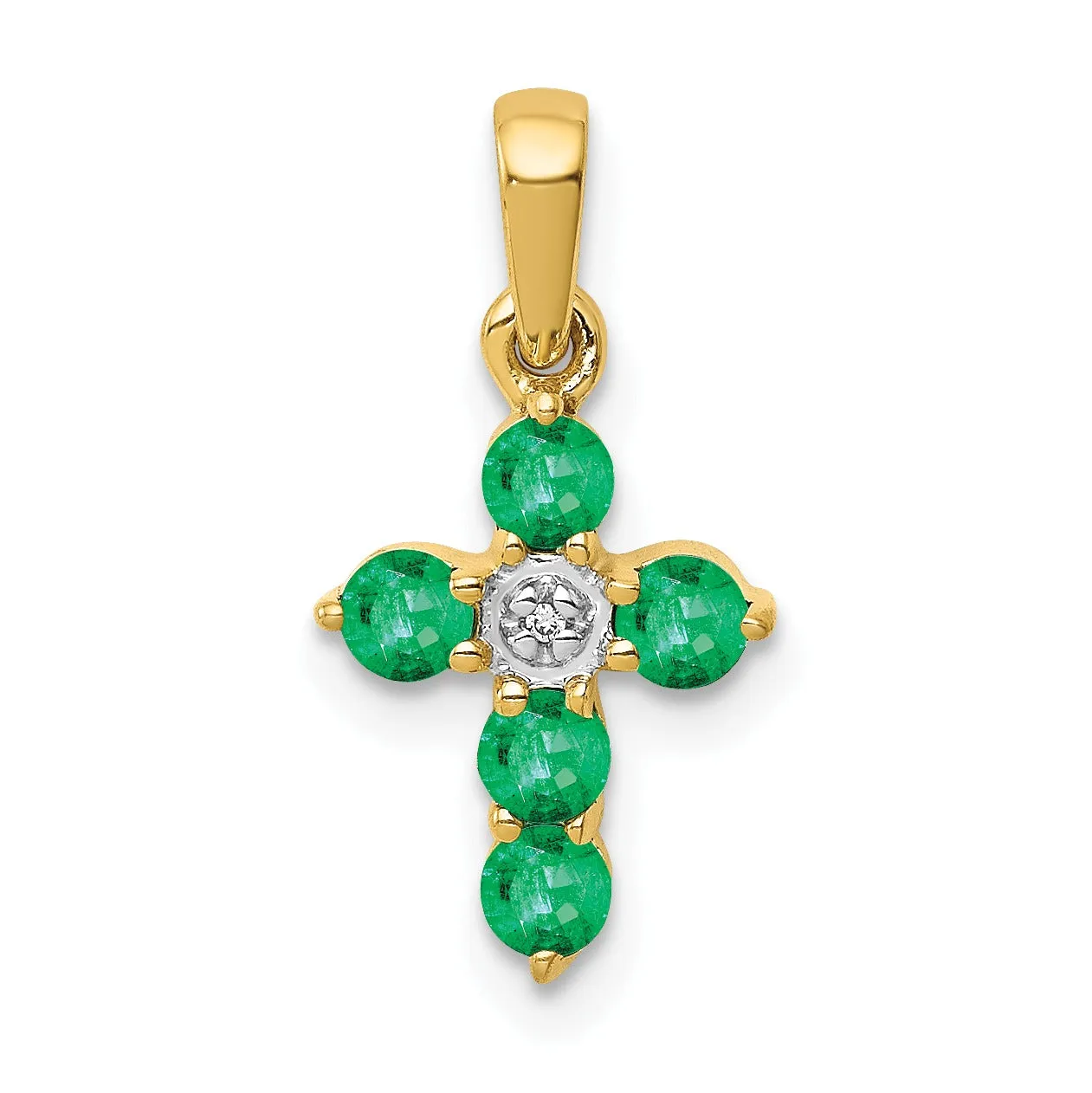 14k Gold Natural Emerald Diamond Cross Pendant sold by Zulily