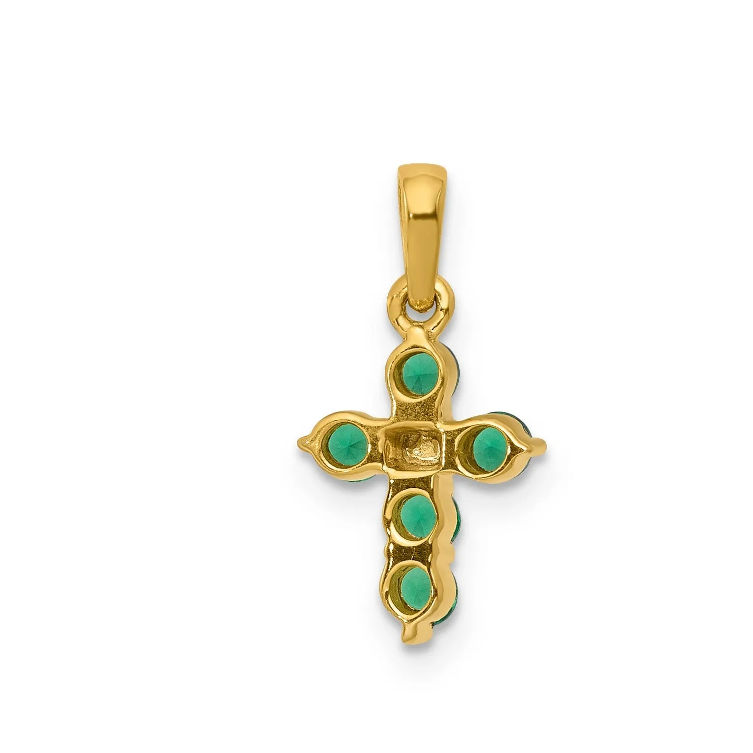 14k Gold Natural Emerald Diamond Cross Pendant sold by Zulily product image thumbnail 3