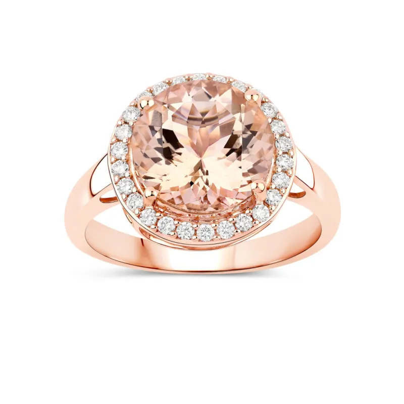 3.35 Ct Round Pink Morganite & Diamond 14K Rose Gold Halo Ring made by Zulily