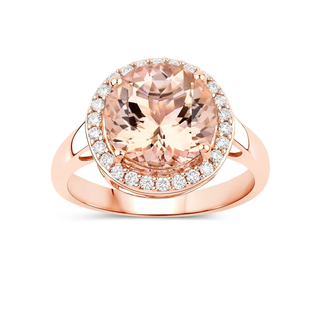 3.35 Ct Round Pink Morganite & Diamond 14K Rose Gold Halo Ring sold by Zulily