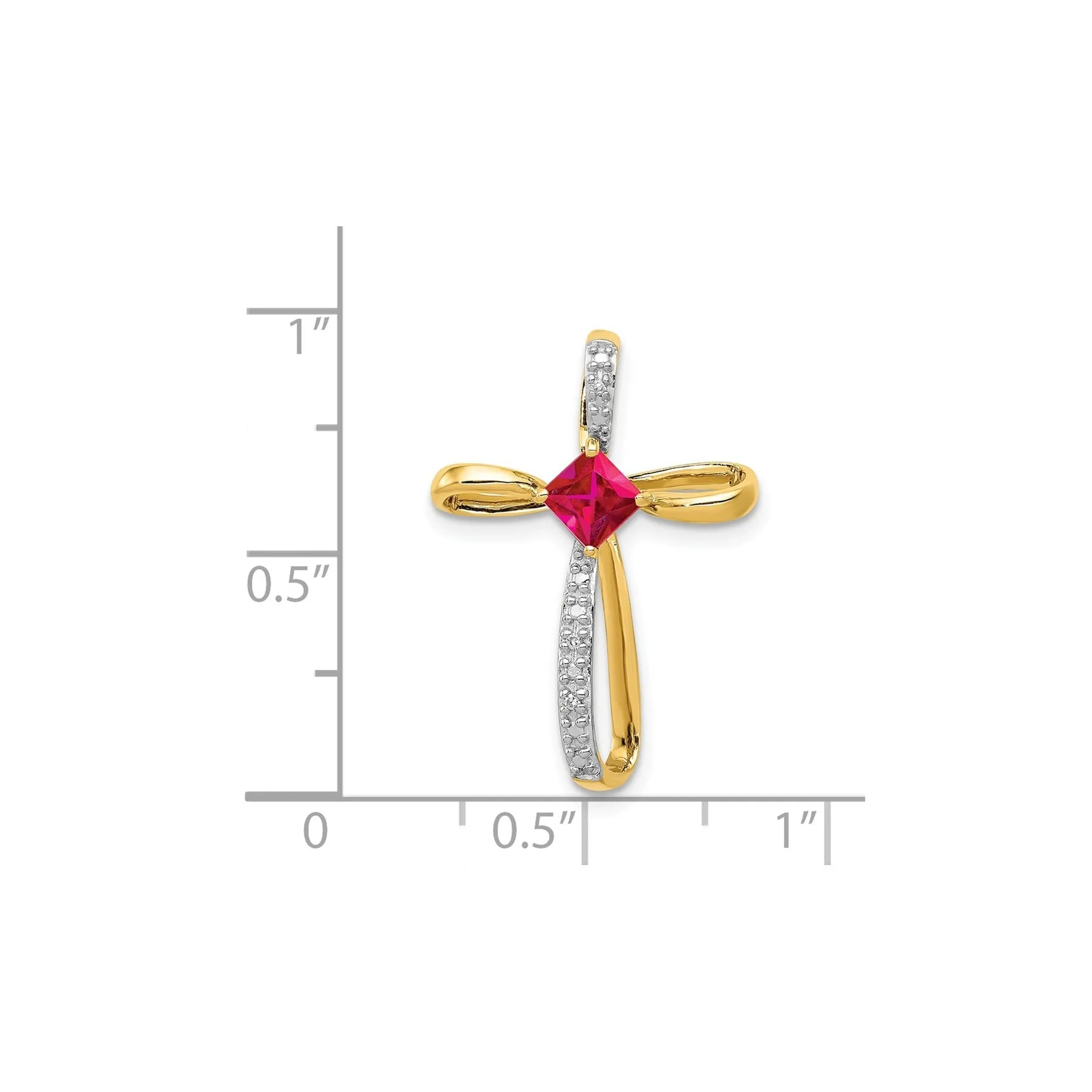 Lab Created Ruby and Diamond Cross Pendant Gold sold by Zulily product image thumbnail 4