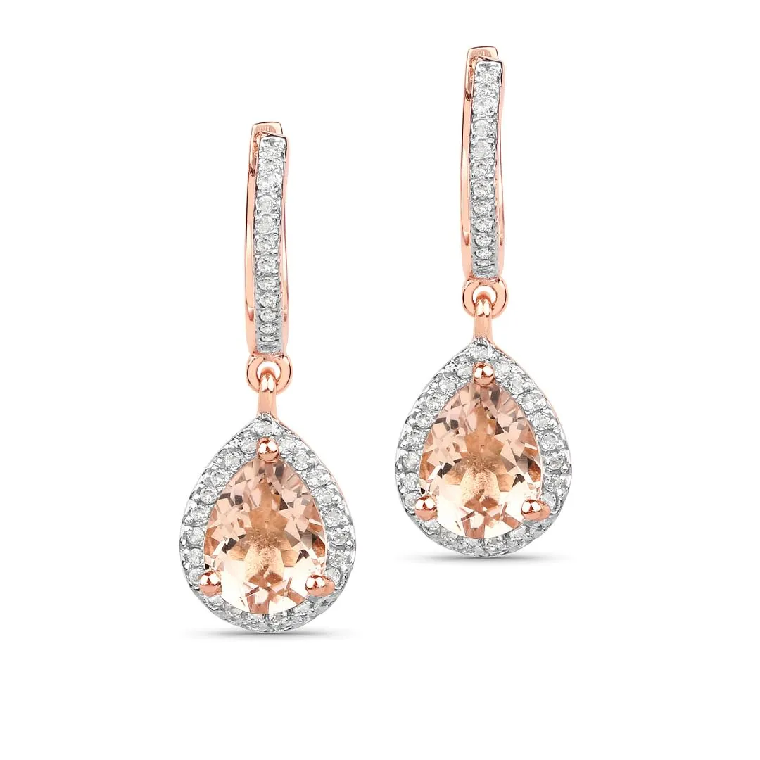 Pear Pink Morganite Prong Rose Gold Plated Silver Teardrop Dangle Earrings sold by Zulily product image thumbnail 4