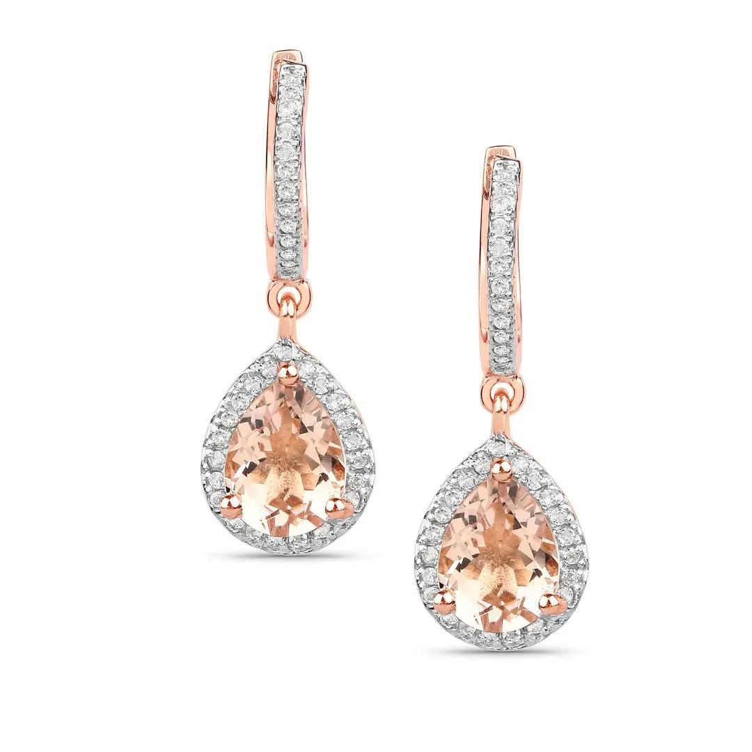 Pear Pink Morganite Prong Rose Gold Plated Silver Teardrop Dangle Earrings sold by Zulily product image thumbnail 2