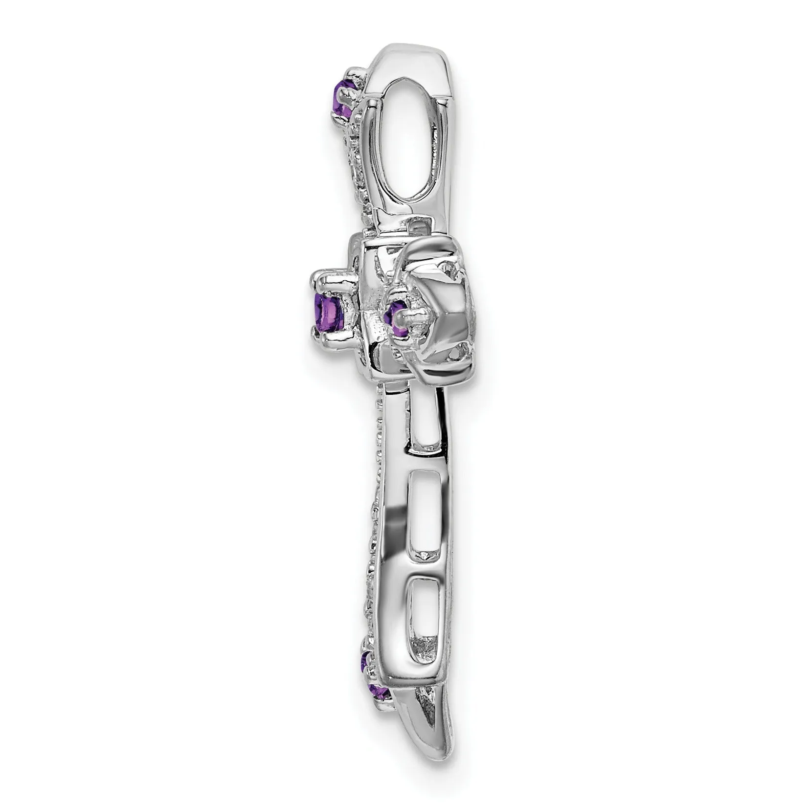 Gold Round Natural Amethyst and Diamond Pendant sold by Zulily product image thumbnail 3