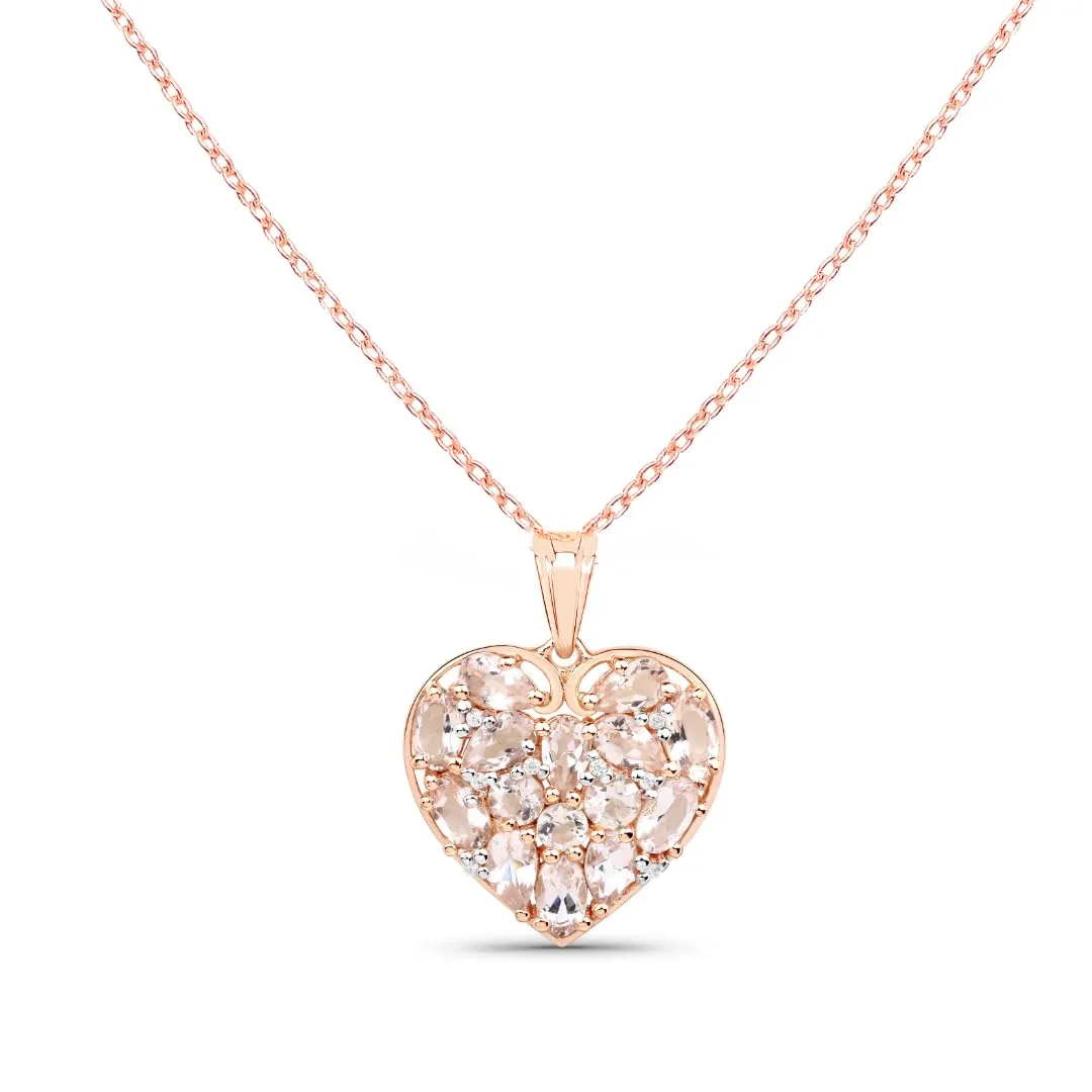 Pink Morganite Prong 18K Rose Gold Over Silver Heart Cluster Pendant Necklace sold by Zulily product image thumbnail 3