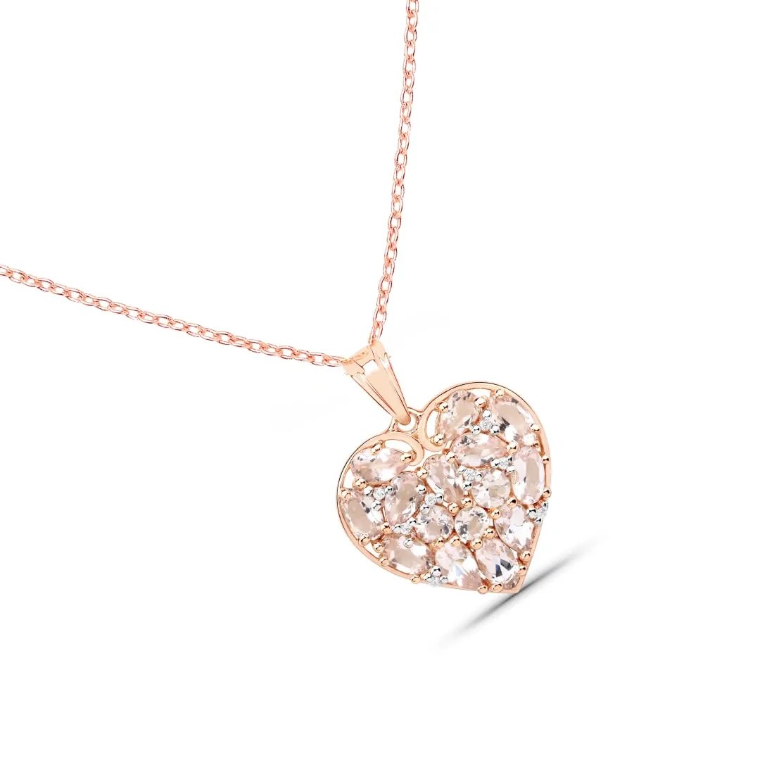 Pink Morganite Prong 18K Rose Gold Over Silver Heart Cluster Pendant Necklace sold by Zulily product image thumbnail 4
