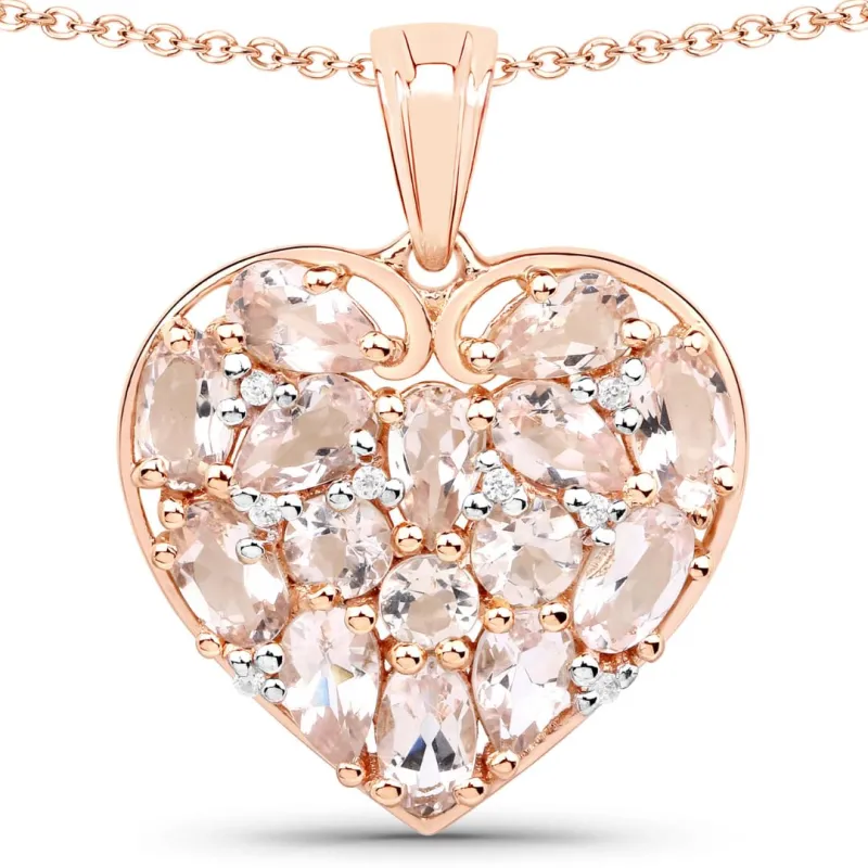 Pink Morganite Prong 18K Rose Gold Over Silver Heart Cluster Pendant Necklace made by Zulily