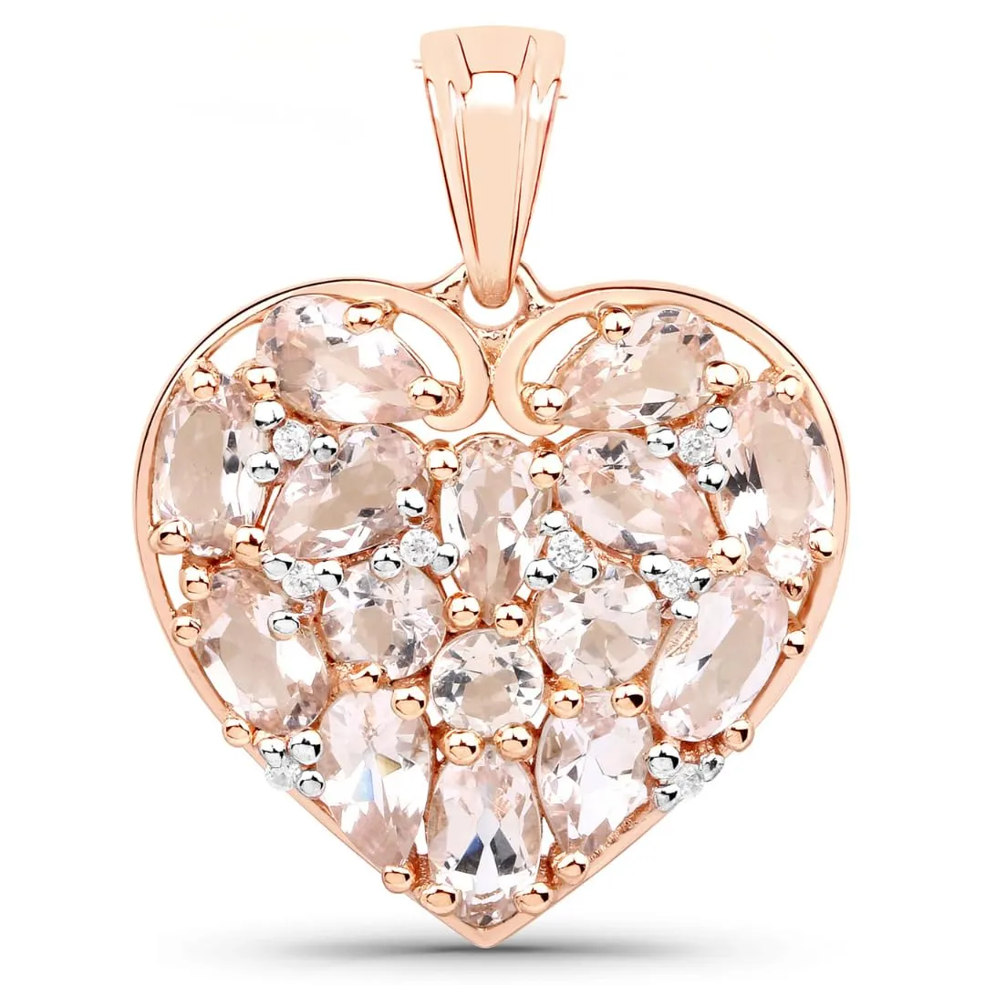 Pink Morganite Prong 18K Rose Gold Over Silver Heart Cluster Pendant Necklace sold by Zulily product image thumbnail 2