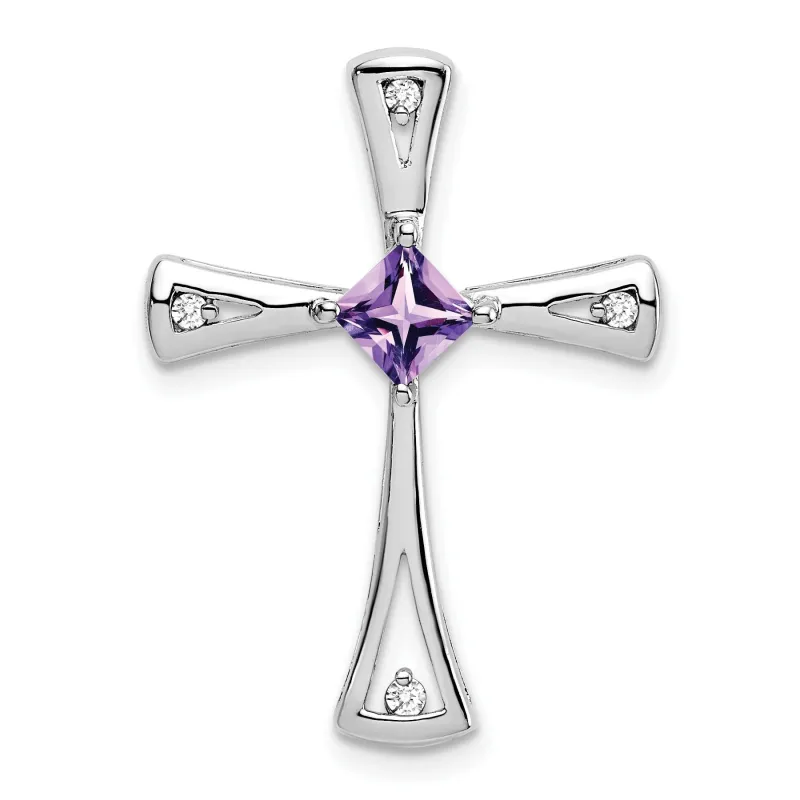 Natural Purple Amethyst and Diamond Cross Pendant Gold made by Zulily