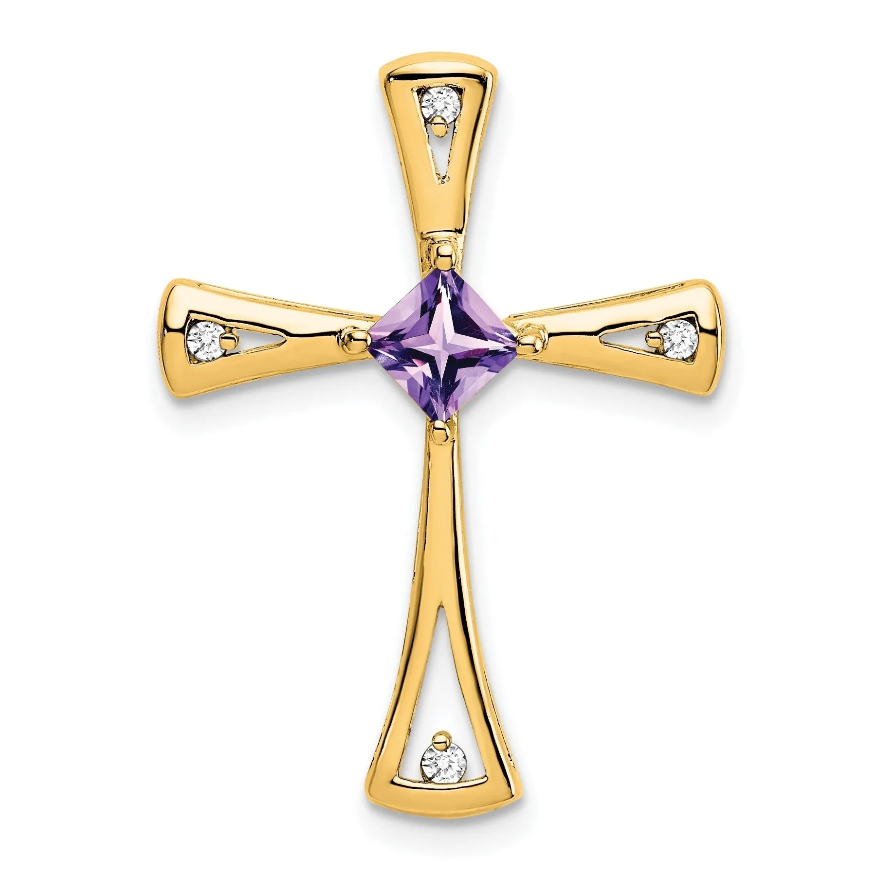 Natural Purple Amethyst and Diamond Cross Pendant Gold sold by Zulily product image thumbnail 3