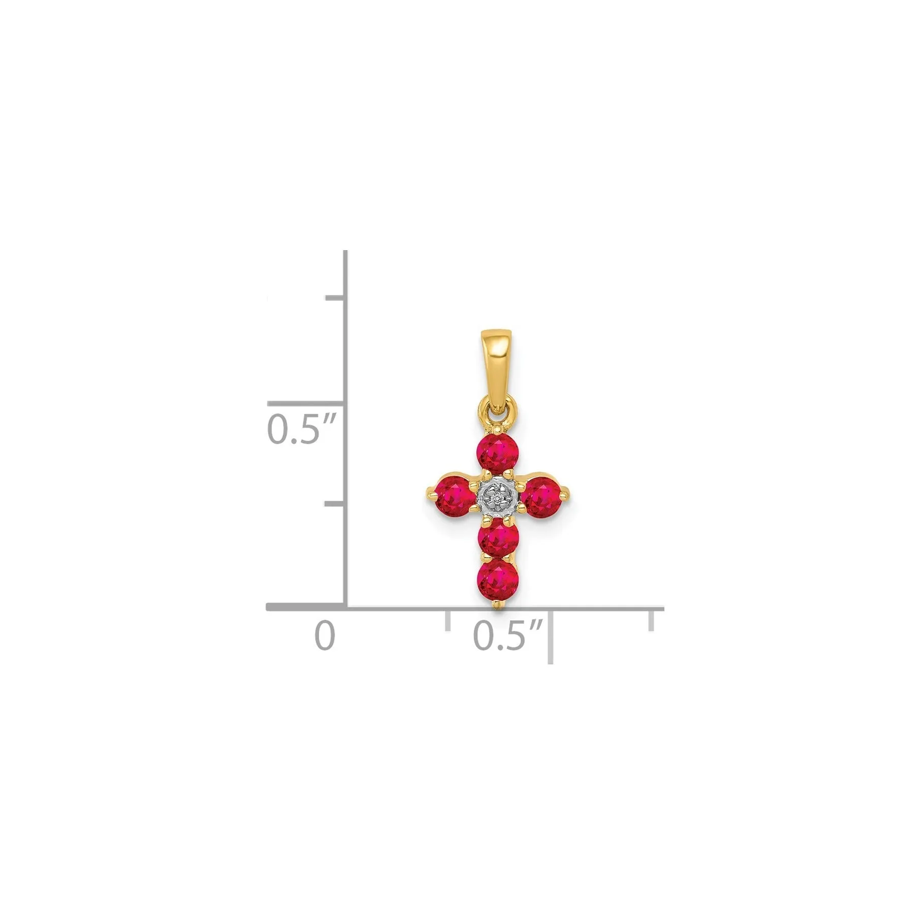 14k Gold Natural Ruby and Diamond Cross Pendant sold by Zulily product image thumbnail 4