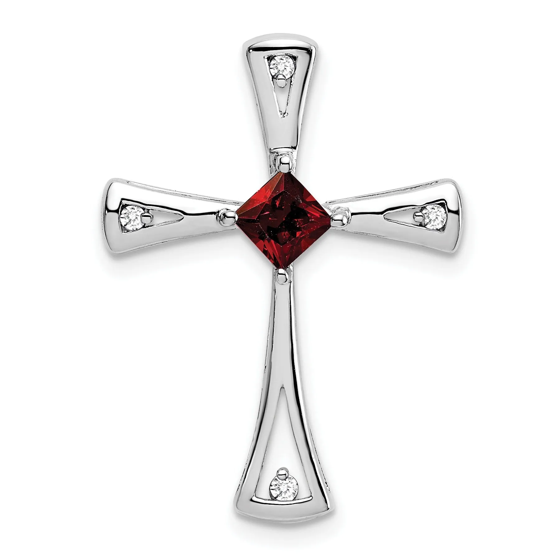 Natural Garnet and Diamond Cross Chain Slide Pendant sold by Zulily