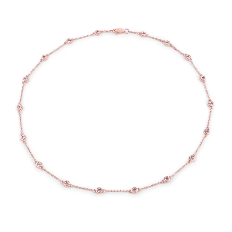 Round Peach Morganite 18K Rose Gold Plated Silver By The Yard Necklace made by Zulily