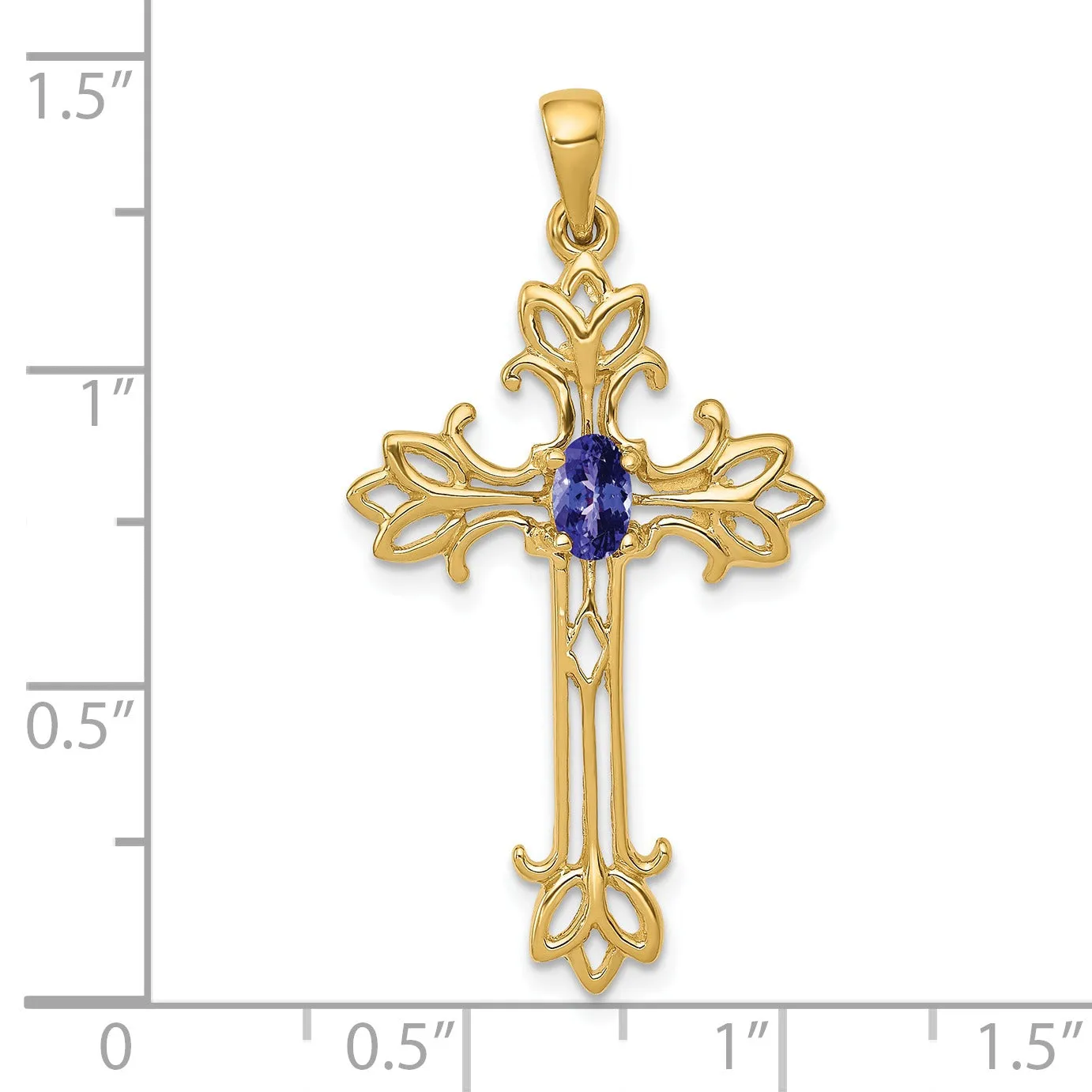 10K Yellow Gold Oval Natural Tanzanite Cross Pendant sold by Zulily product image thumbnail 2