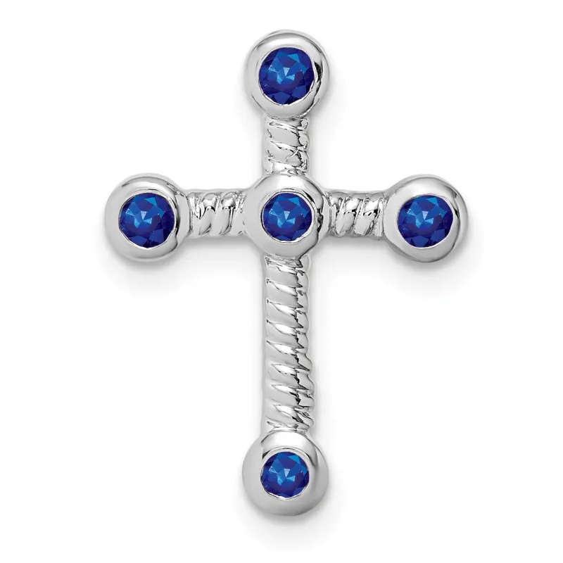 Natural Blue Sapphire Cross Gold Pendant made by Zulily