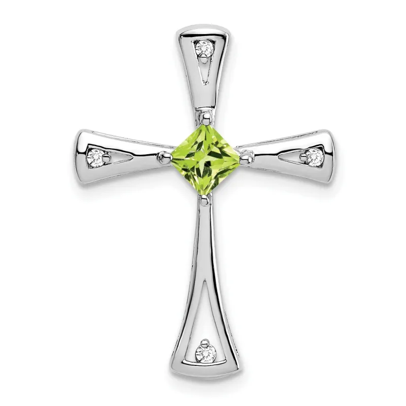Natural Peridot and Diamond Cross Chain Slide Pendant made by Zulily