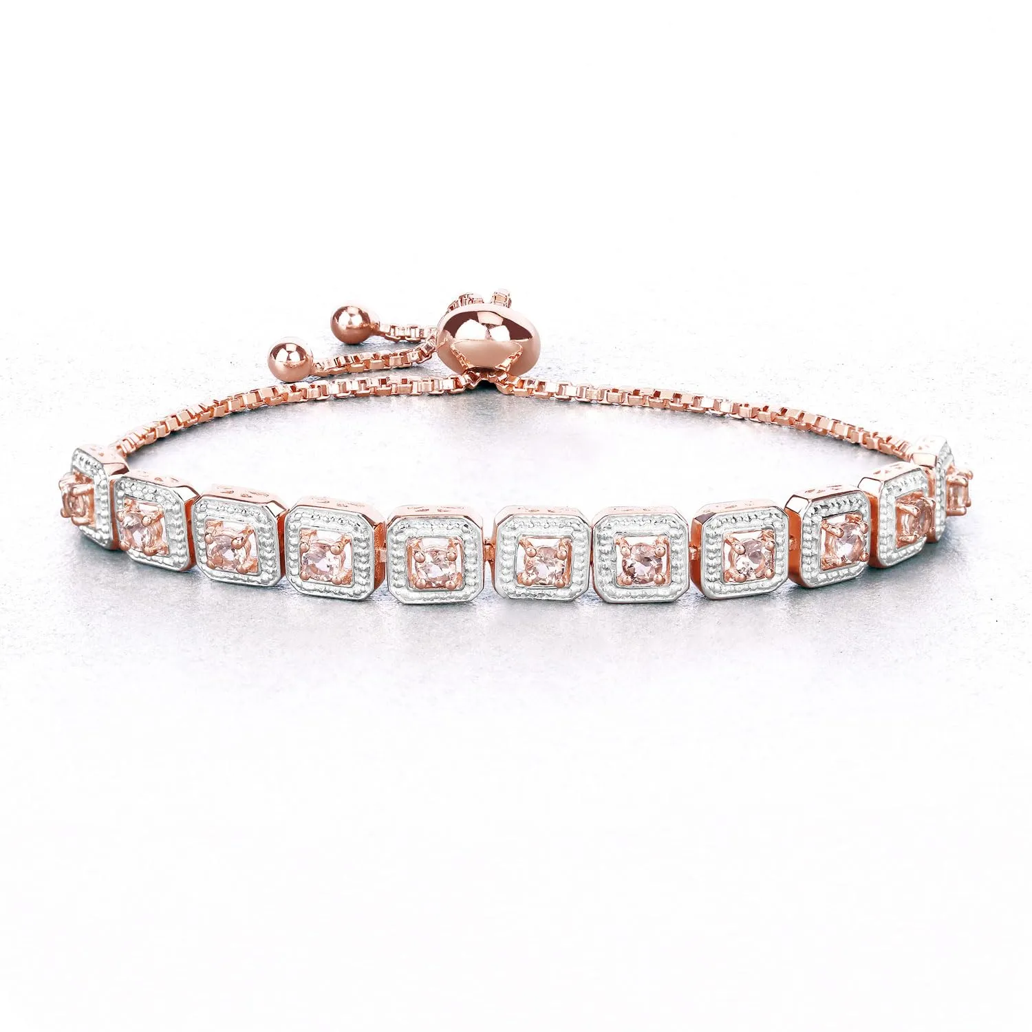 Round Pink Morganite 18k Rose Gold Over Silver Bolo Adjustable Bracelet sold by Zulily product image thumbnail 4