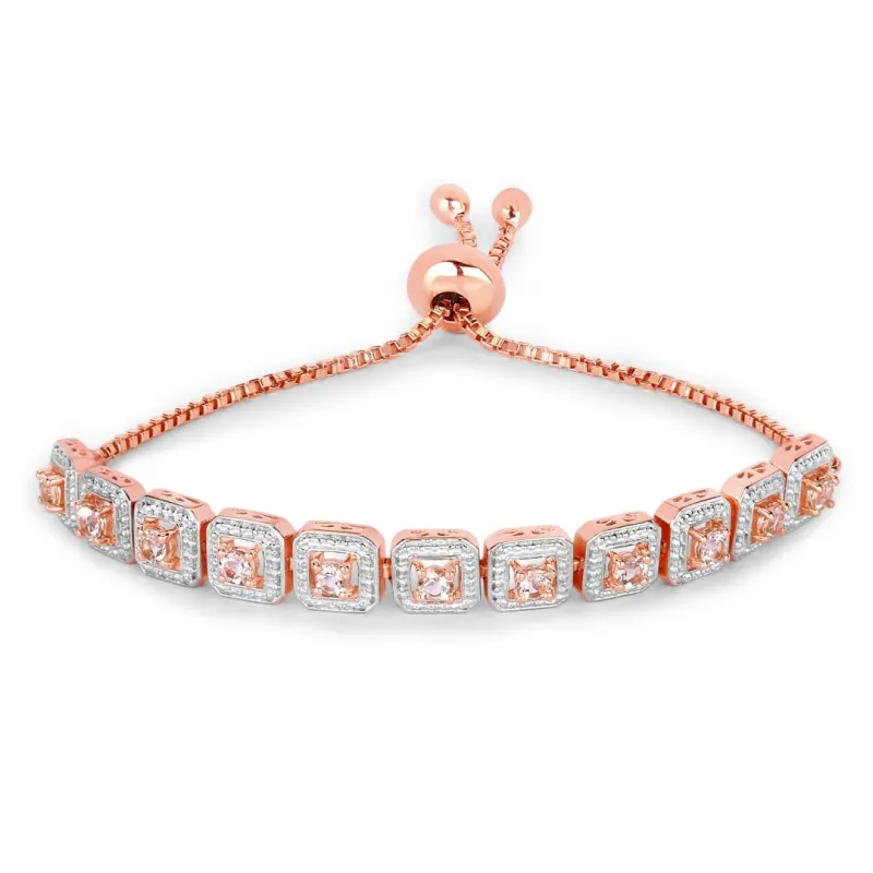 Round Pink Morganite 18k Rose Gold Over Silver Bolo Adjustable Bracelet made by Zulily