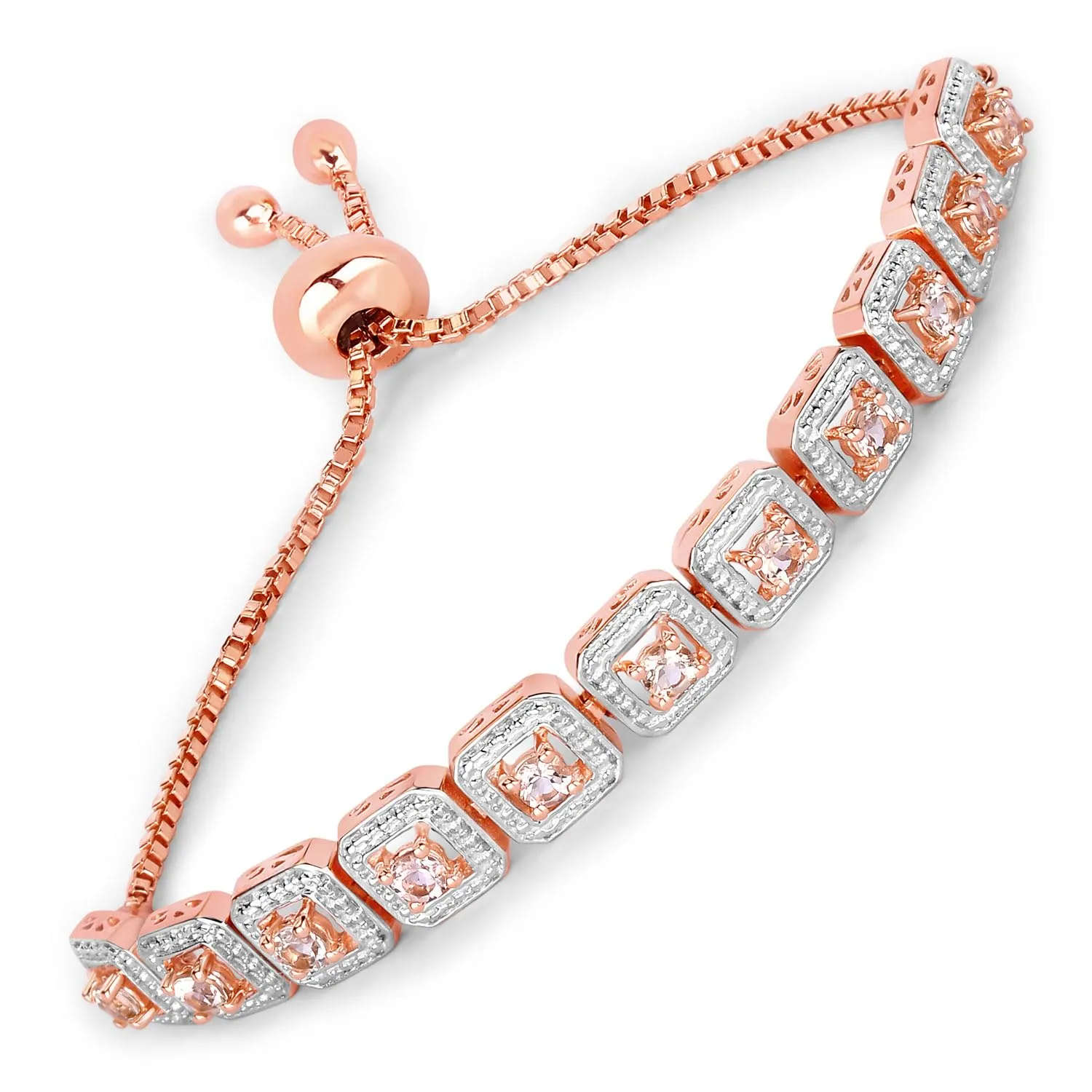 Round Pink Morganite 18k Rose Gold Over Silver Bolo Adjustable Bracelet sold by Zulily product image thumbnail 3
