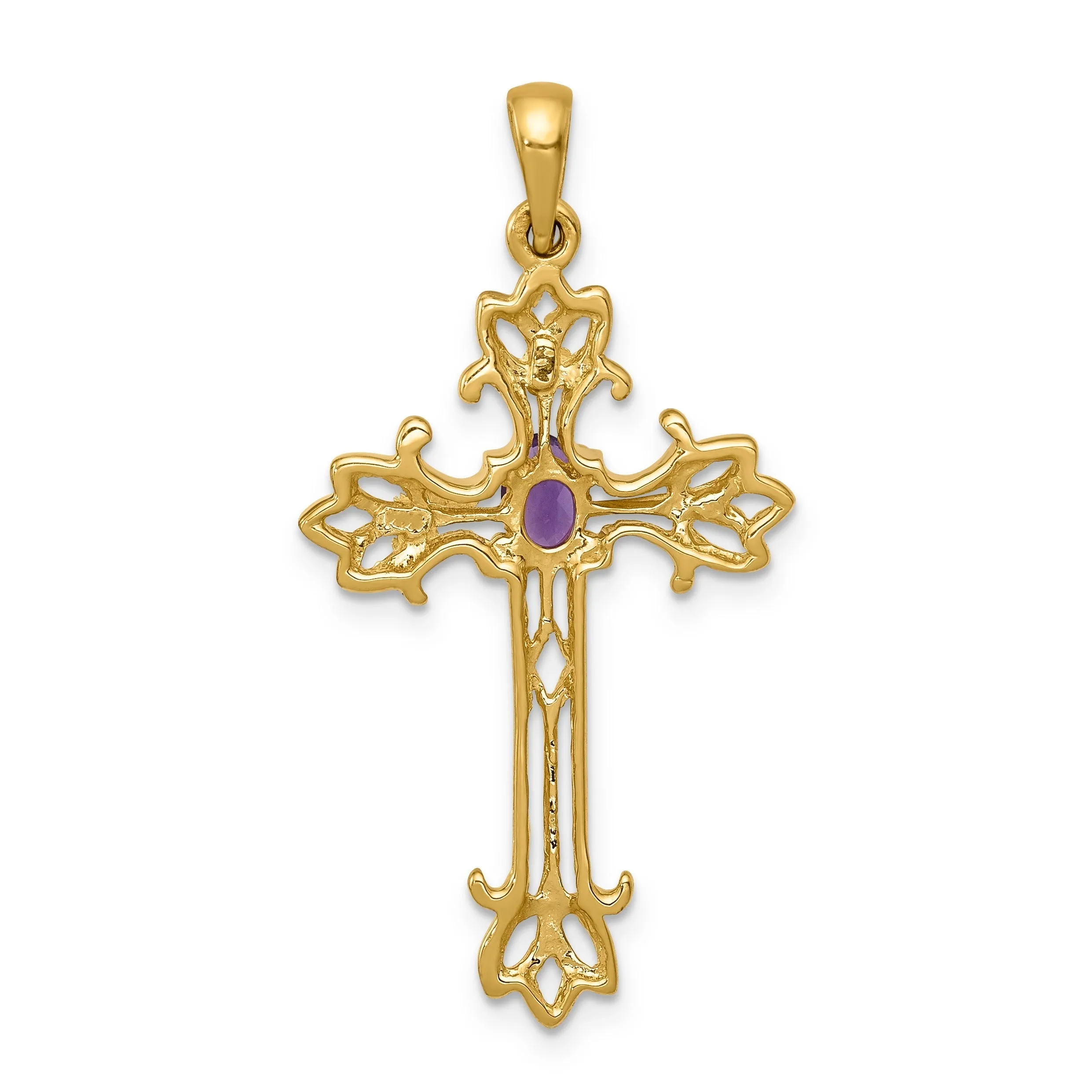 10K Yellow Gold Natural Amethyst Cross Pendant sold by Zulily product image thumbnail 2