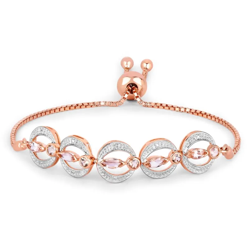 Marquise Pink Morganite & Diamond Celestial Bolo Adjustable Bracelet made by Zulily