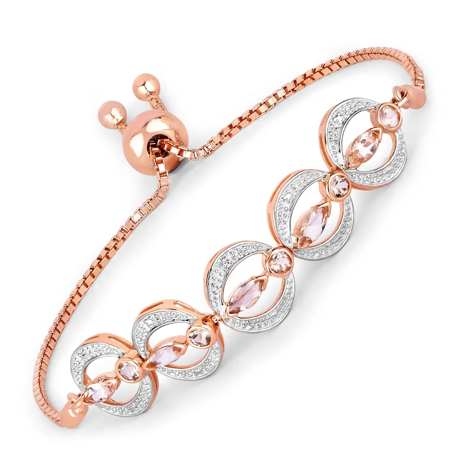 Marquise Pink Morganite & Diamond Celestial Bolo Adjustable Bracelet sold by Zulily product image thumbnail 3