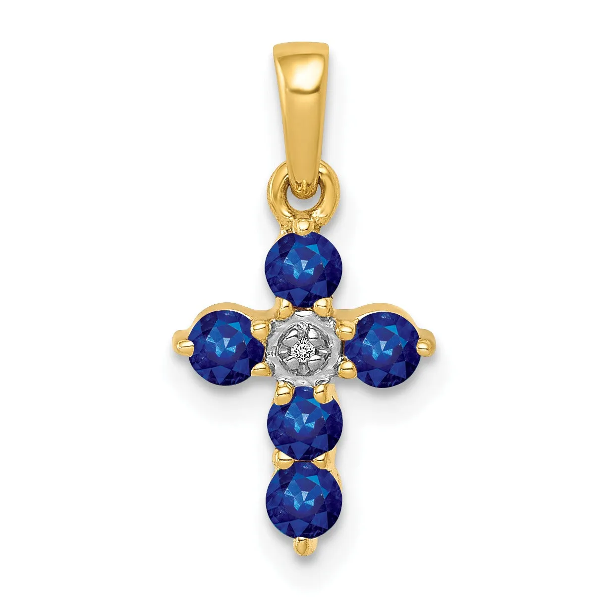 14k Gold Natural Sapphire Diamond Cross Pendant sold by Zulily