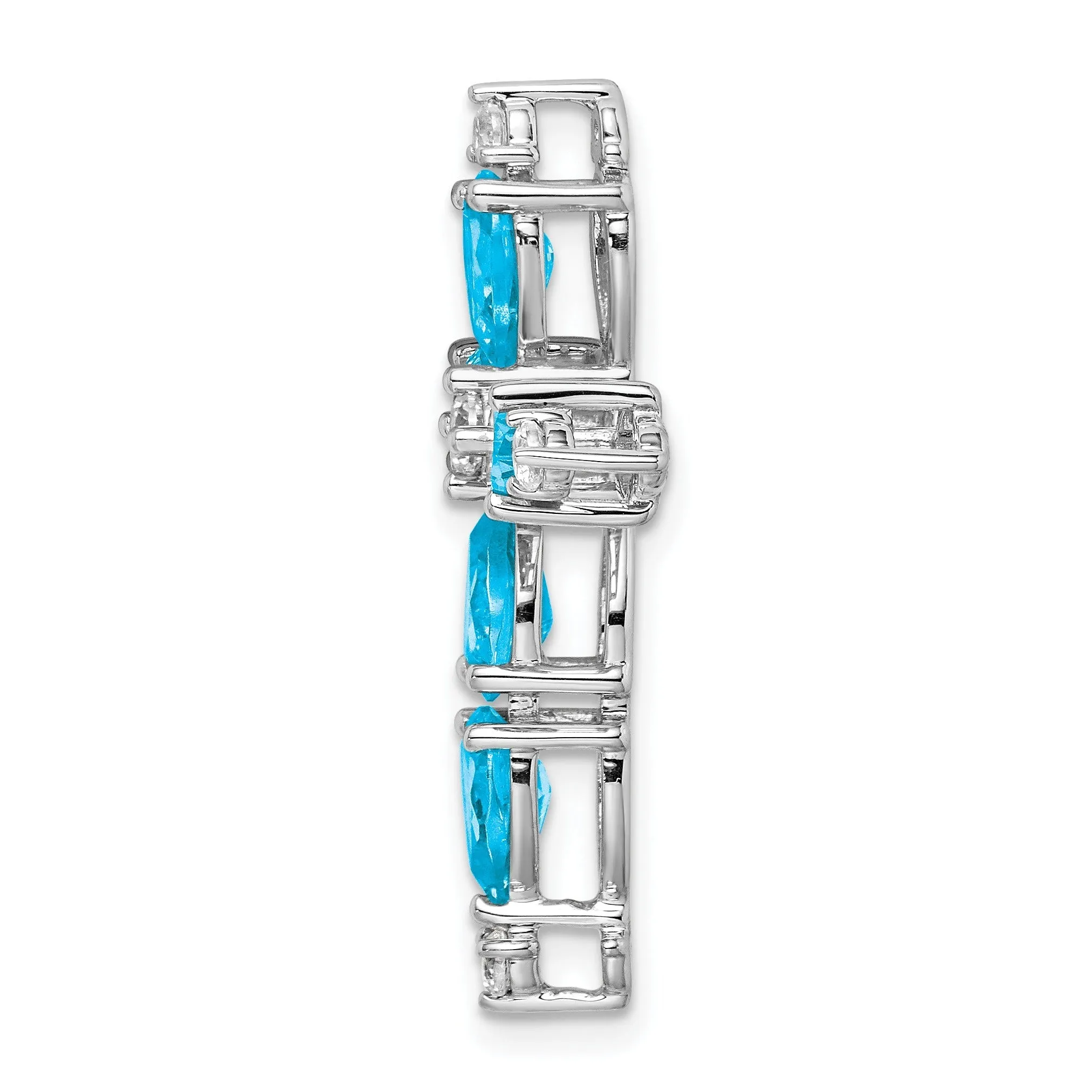 14k White Gold Natural Swiss Blue Topaz Diamond Cross Pendant sold by Zulily product image thumbnail 3