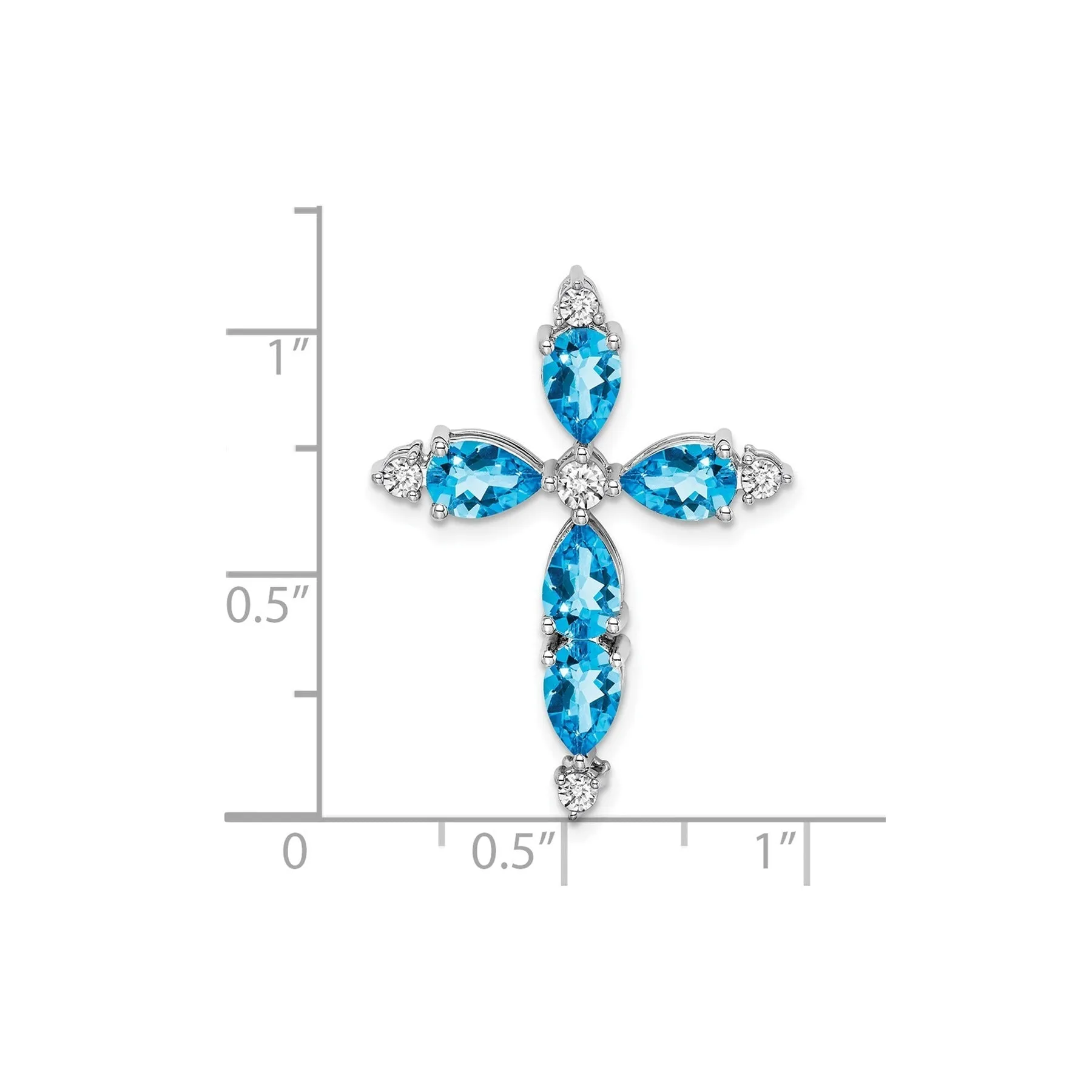 14k White Gold Natural Swiss Blue Topaz Diamond Cross Pendant sold by Zulily product image thumbnail 2