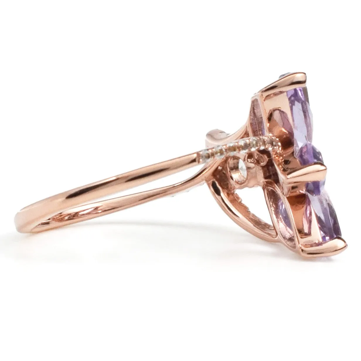 2.10 Ct Marquise Purple Amethyst and White Topaz Prong Silver Floral Ring sold by Zulily product image thumbnail 2