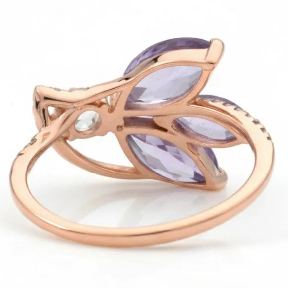 2.10 Ct Marquise Purple Amethyst and White Topaz Prong Silver Floral Ring sold by Zulily product image thumbnail 3