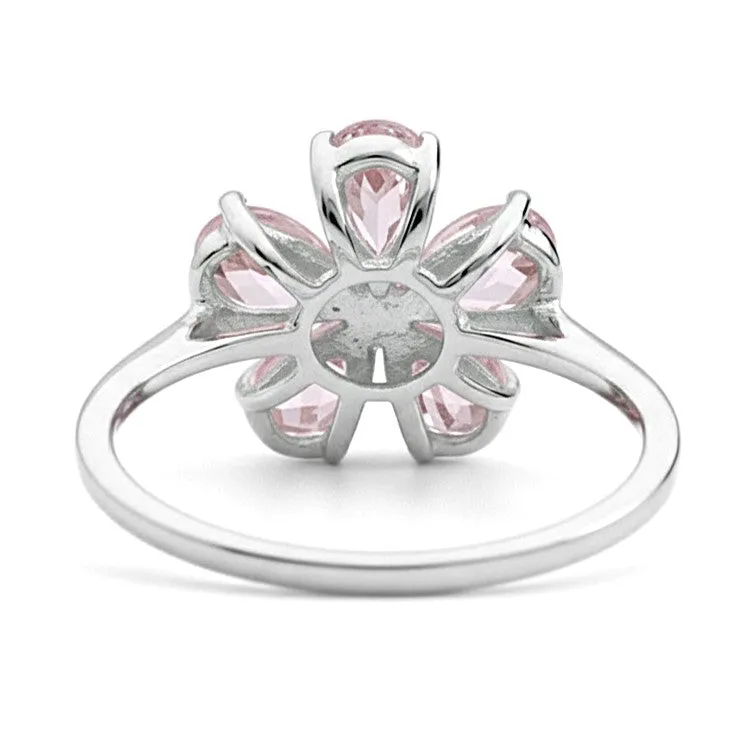 Natural Rose Quartz Sterling Silver Flower Ring sold by Zulily product image thumbnail 4