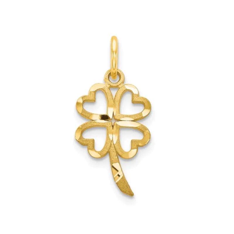 Good Luck Four Leaf Clover Charm 14K Yellow Gold Pendant made by Zulily